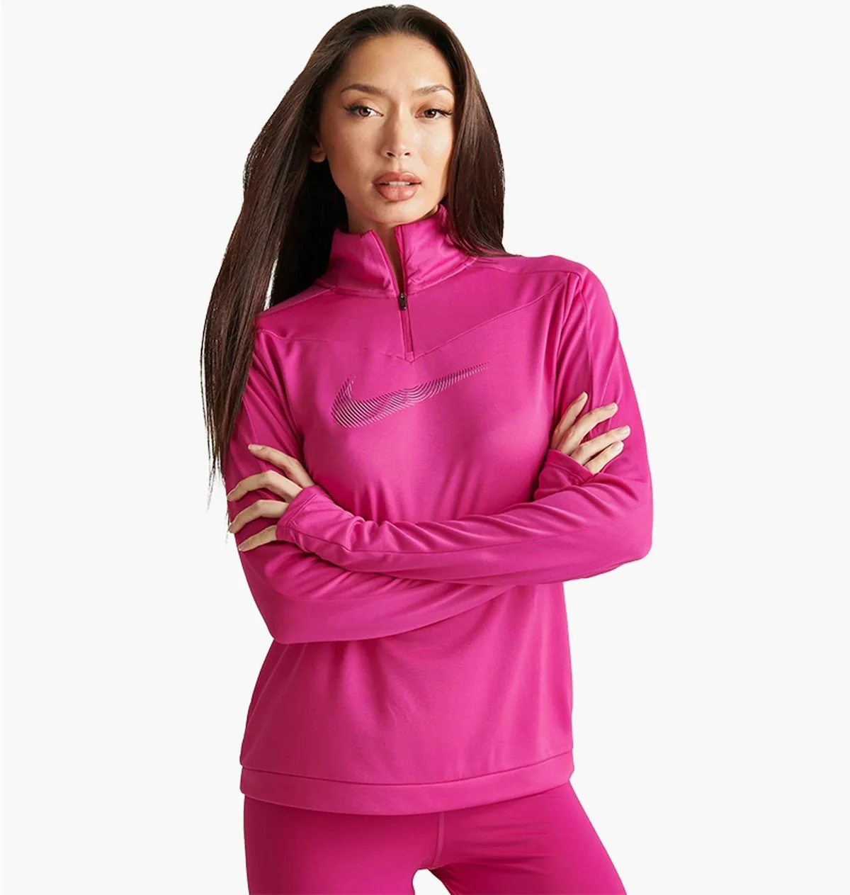 Кофта жіночі Nike Dri-Fit Swoosh Quarter-Zip Running Top Pink (FB4687-615)