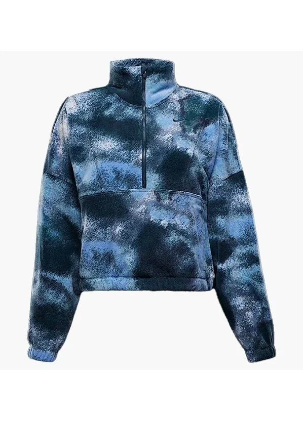 Кофта жіночі Nike One Therma-Fit Oversized 1/2-Zip Fleece Printed Top Camo/Blue (FZ6969-478)