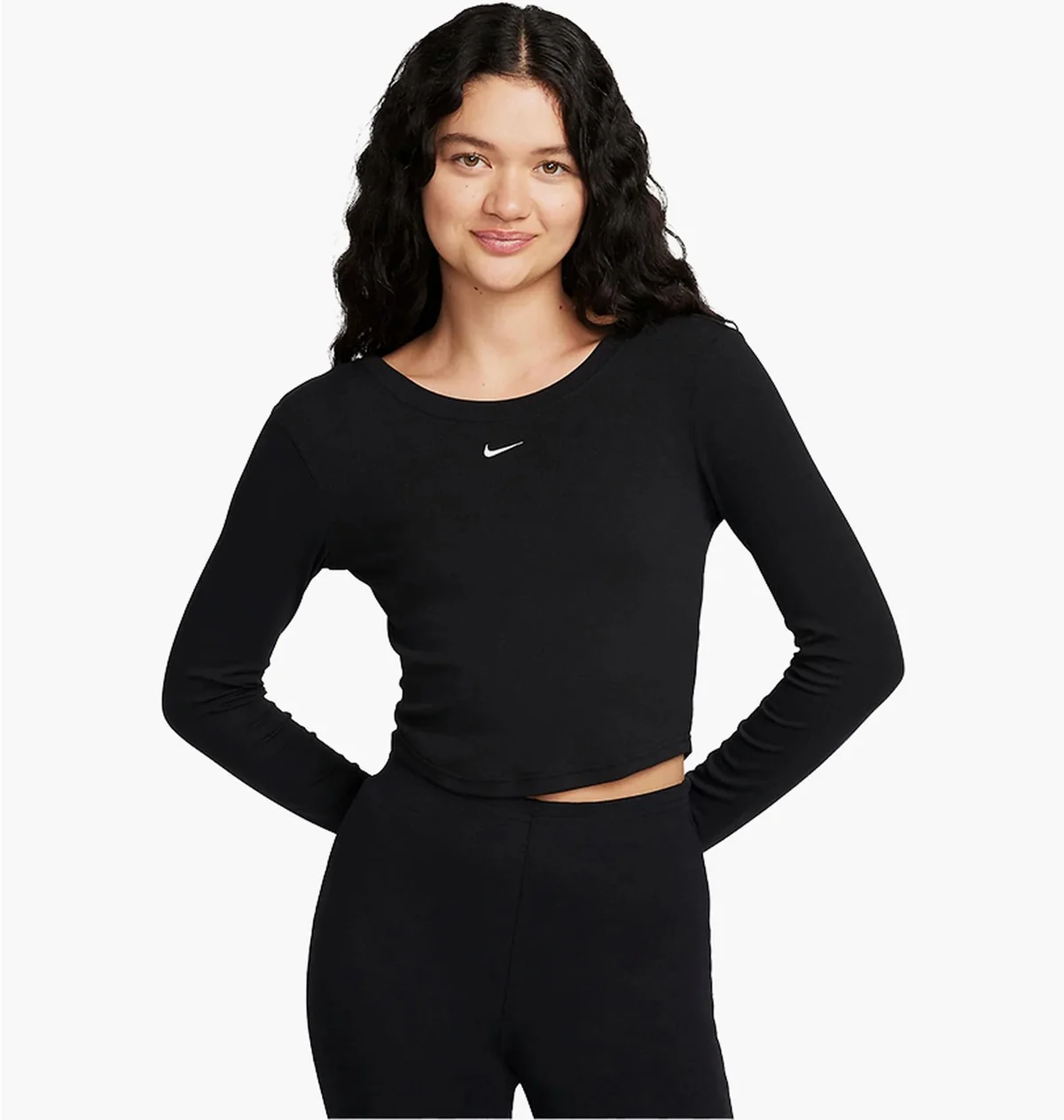 Кофта жіночі Nike Sportswear Chill Knit Tight Scoop-Back Long-Sleeve Mini-Rib Top Black (FN3661-010)