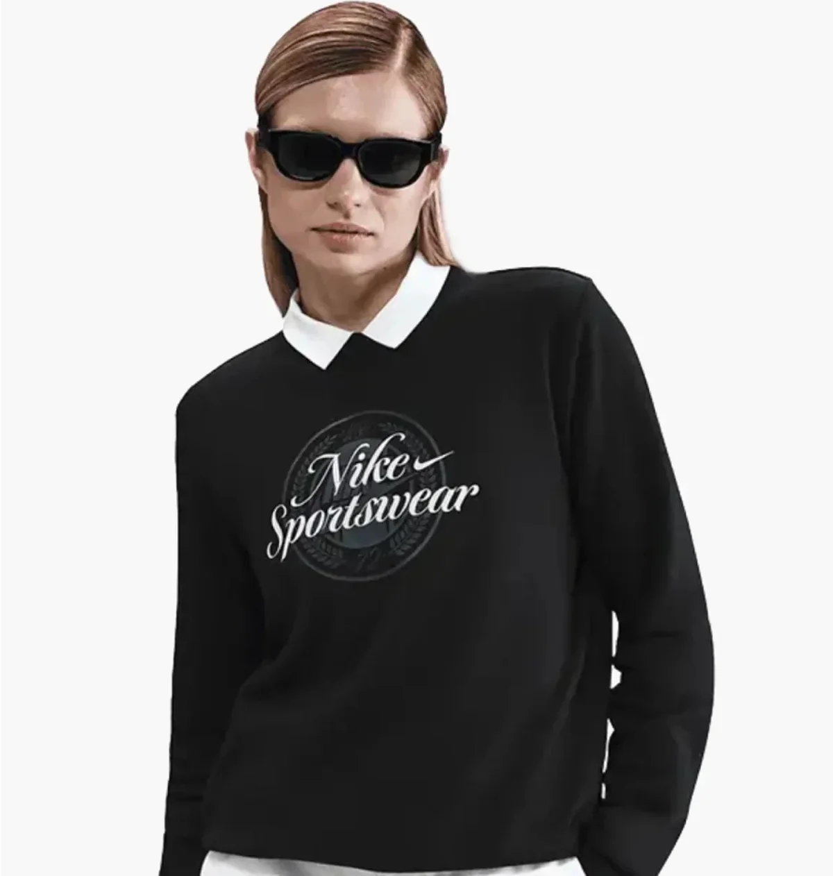 Кофта жіночі Nike Sportswear Club Fleece Graphic Crew Black (HV2342-010)