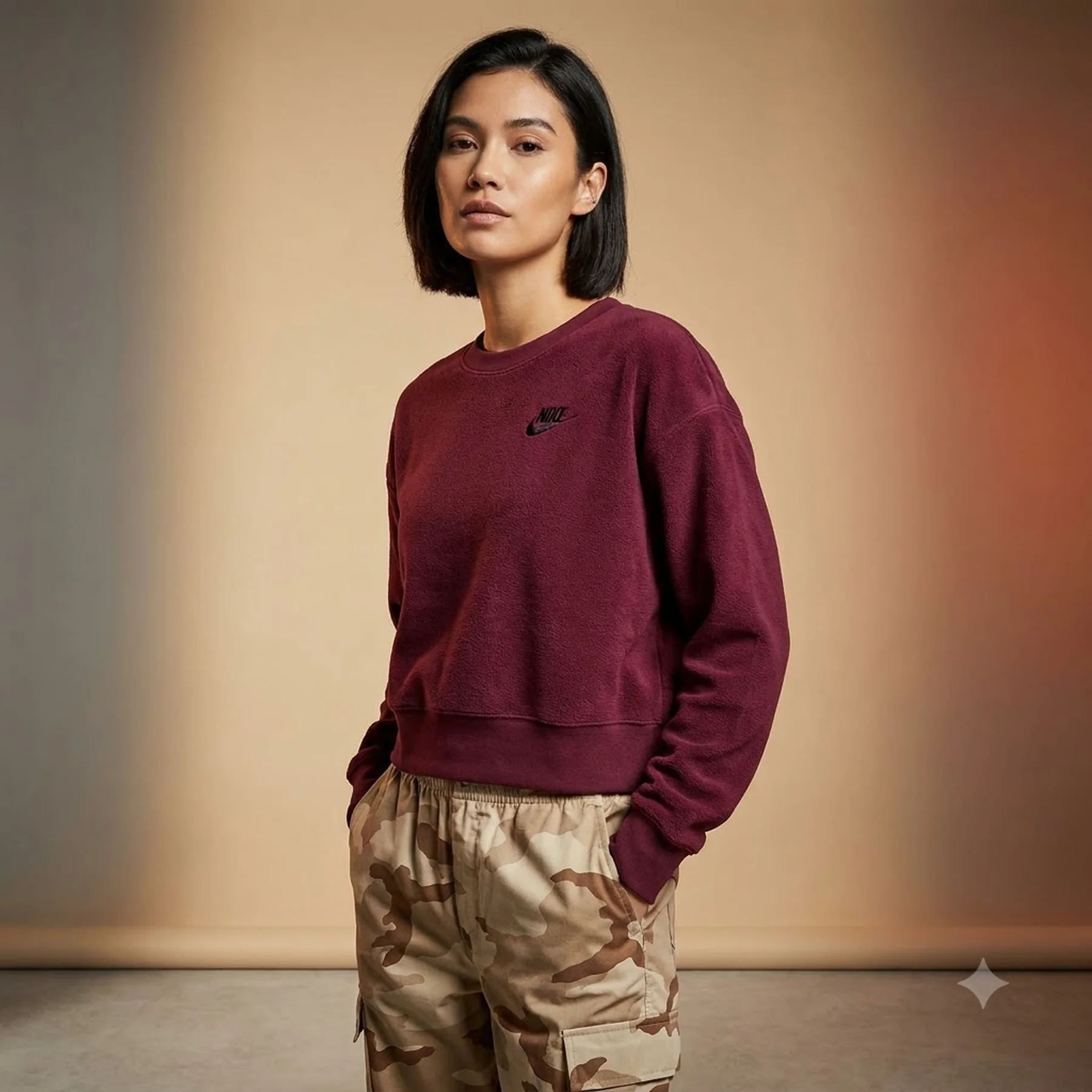 Кофта жіночі Nike Sportswear Plush Cropped Crewneck Sweatshirt Bordo Dq6844-652 (DQ6844-652)