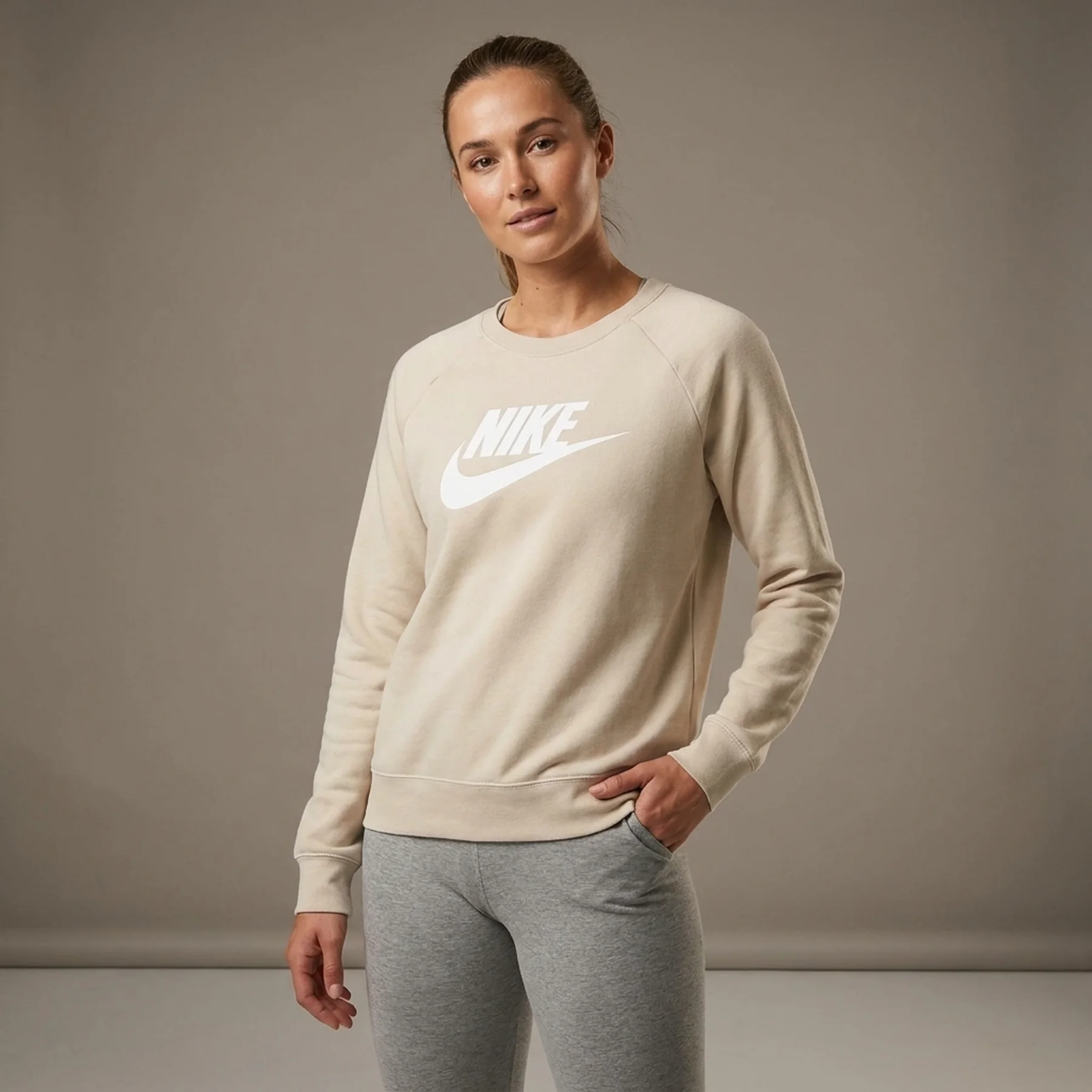 Кофта жіночі Nike Swoosh Sweatshirt Beige (BV4112-206)