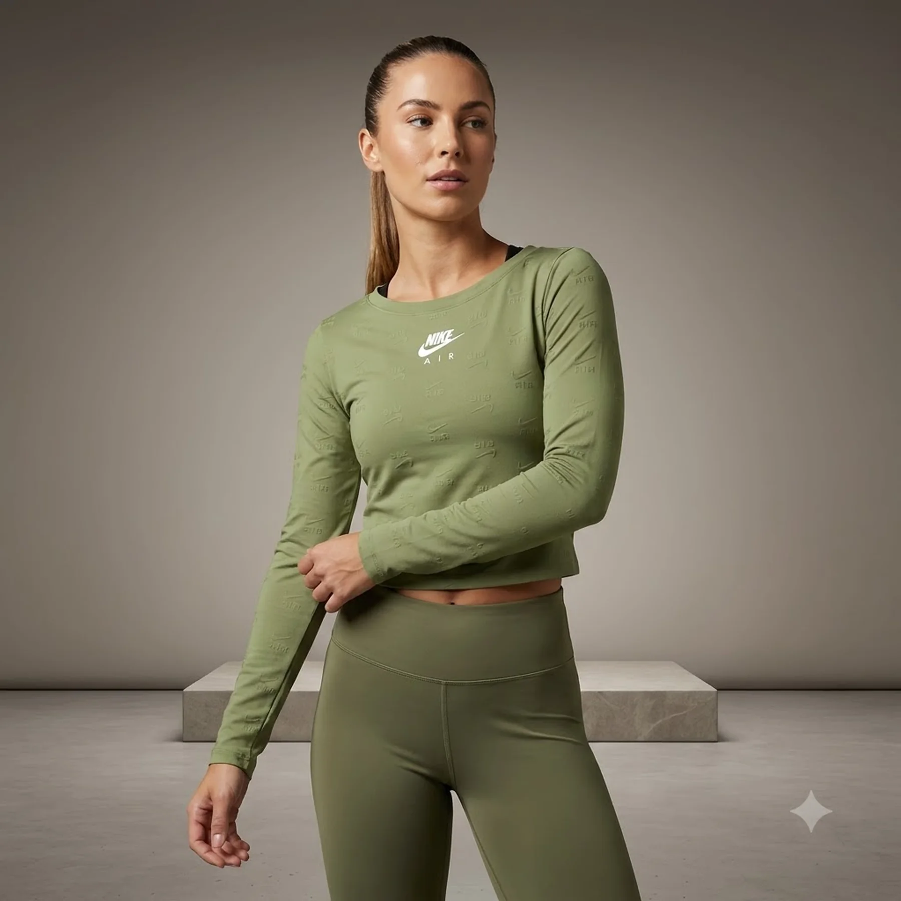 Кофта жіночі Nike T-Shirt W Nsw Air Aop Ls Top Olive (DQ6919-334)