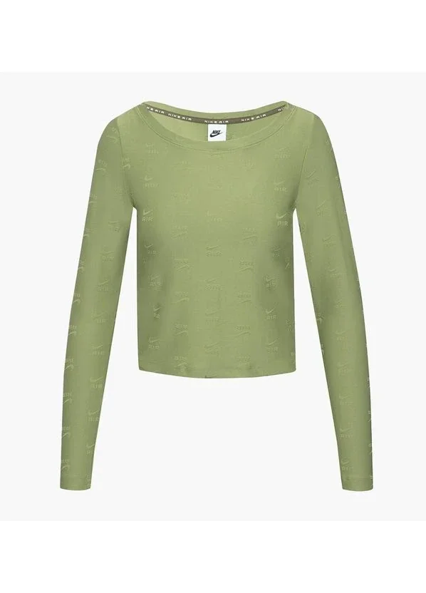 Кофта жіночі Nike T-Shirt W Nsw Air Aop Ls Top Olive (DQ6919-334)