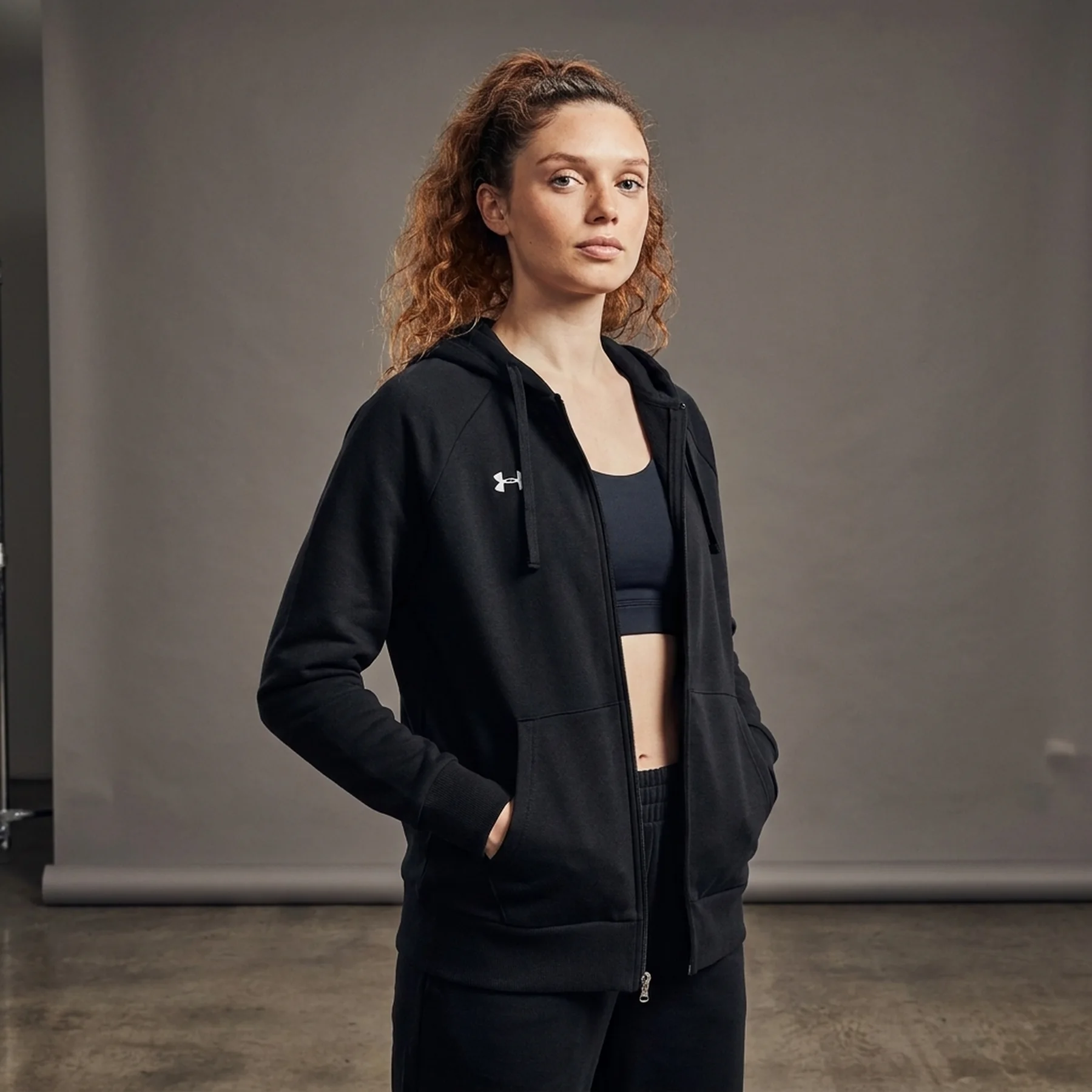 Кофта жіночі Under Armour Sweatshirt Ua Rival Fleece Fz Hoodie-Blk Black (1379497-001)