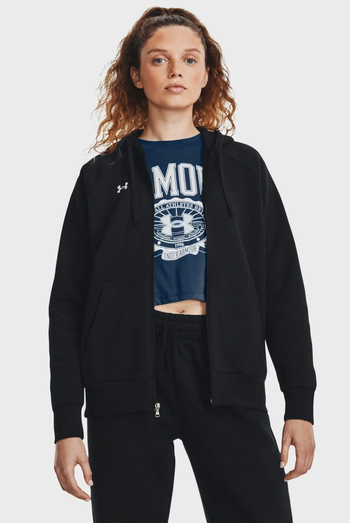 Кофта жіночі Under Armour Sweatshirt Ua Rival Fleece Fz Hoodie-Blk Black (1379497-001)