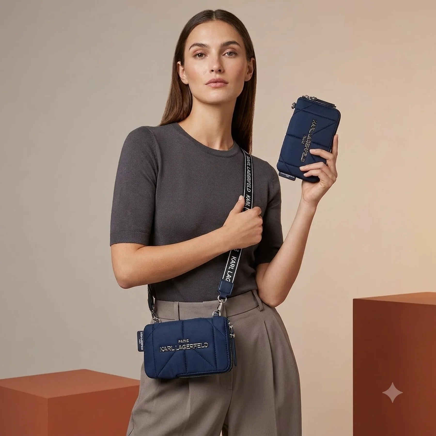Комплект сумка міні-кроссбоді та гаманець Karl Lagerfeld Paris 1159815115 (Білий/синій One size)