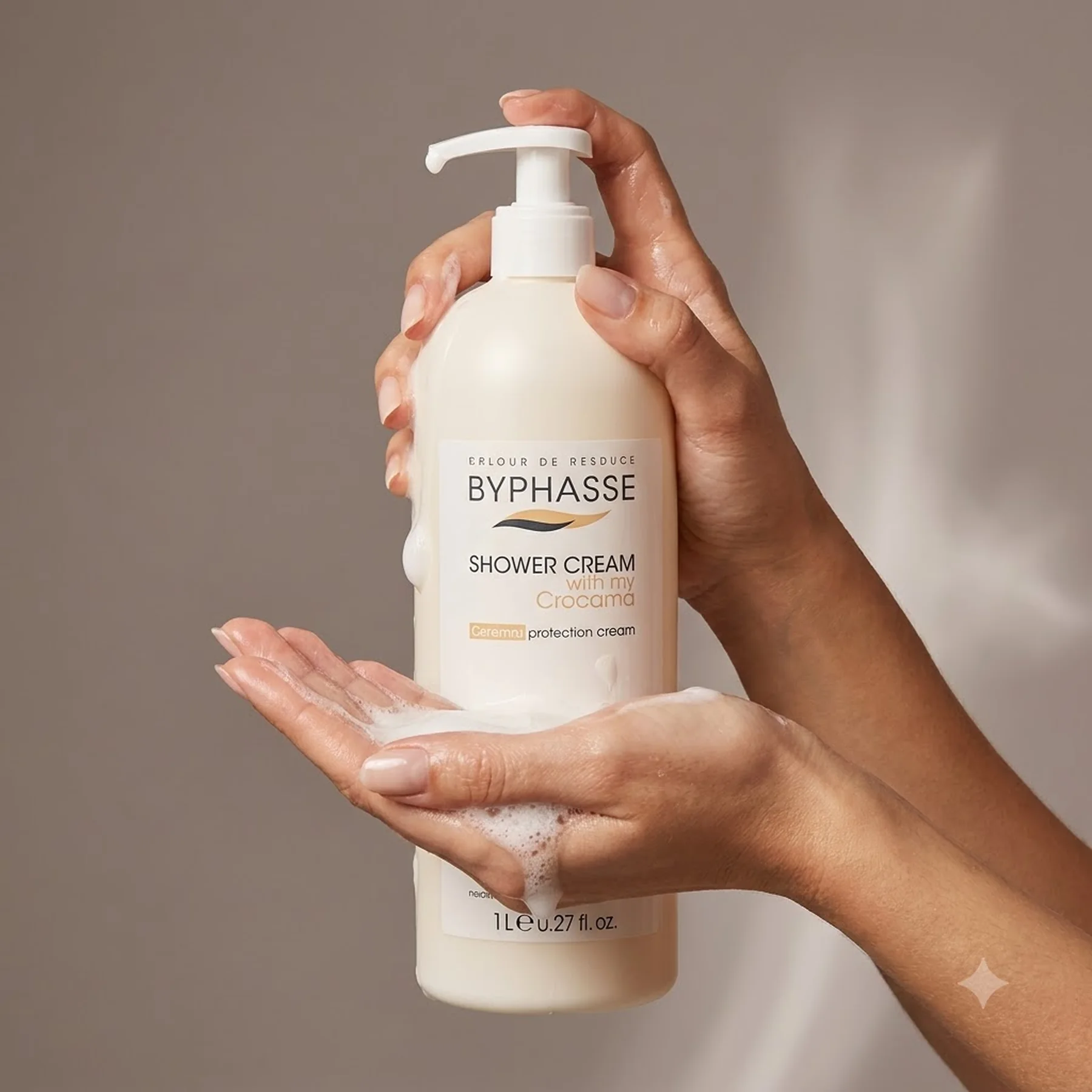 Крем для душа Byphasse Caresse Shower Cream 1000 мл Молочний протеїн