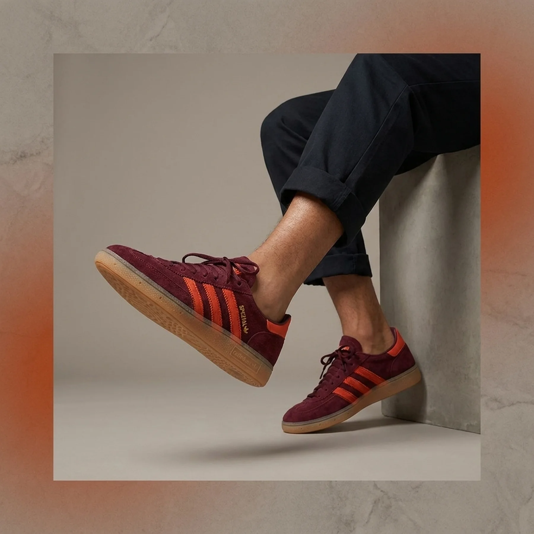 Кросівки Adidas Originals Handball Spezial sneakers in burgundy and orange
