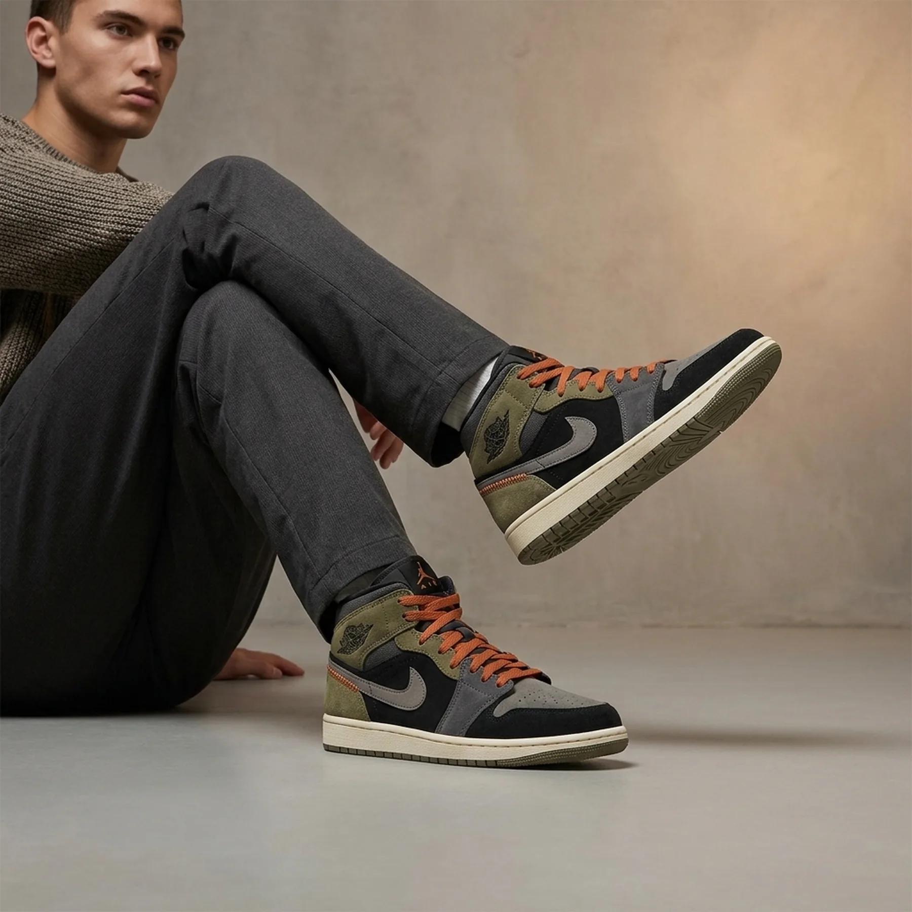 Кросівки Air Jordan 1 Mid SE Craft GS 'Anthracite Light Olive'