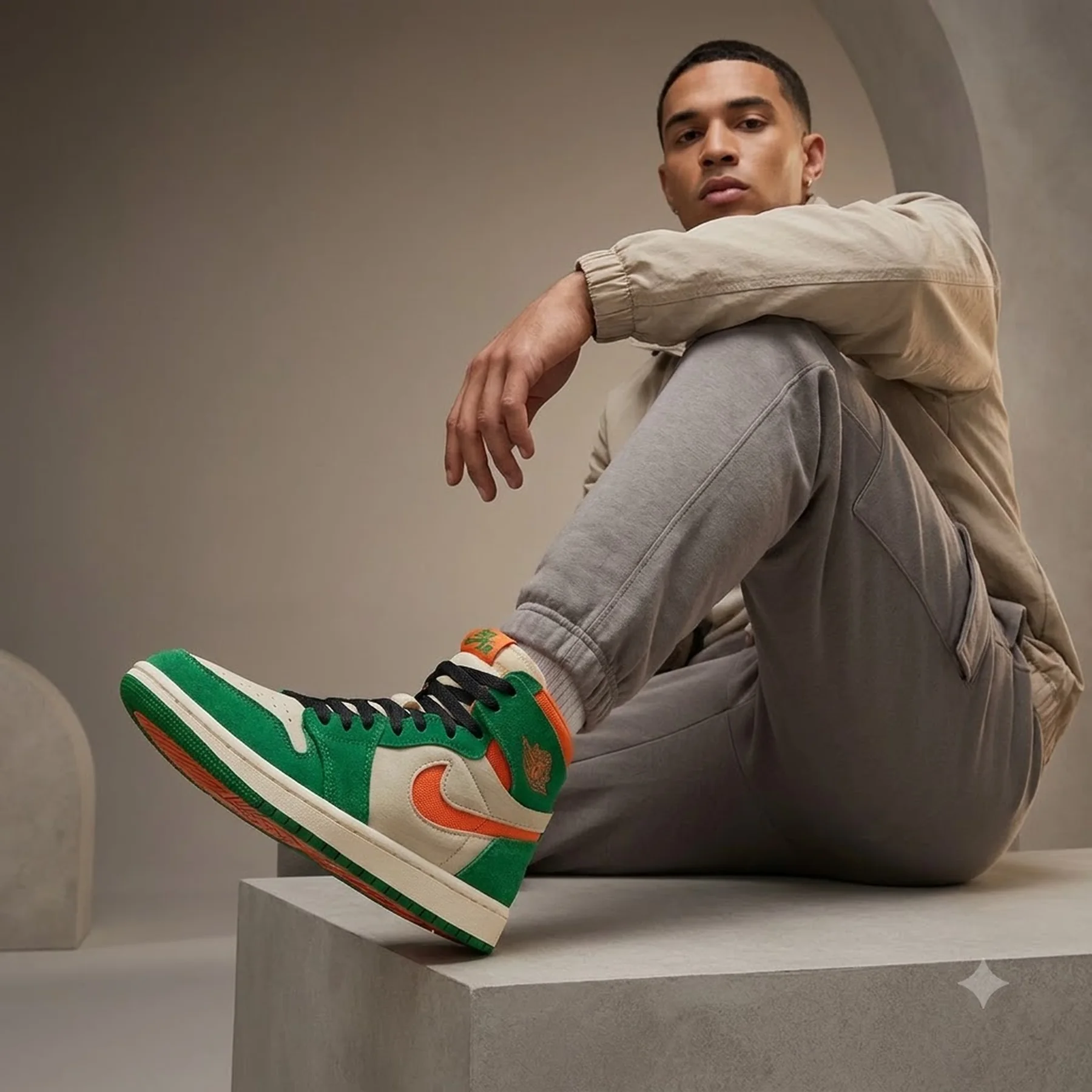 Кросівки AIR JORDAN 1 ZOOM CMFT 2 SHOES BEIGE/GREEN