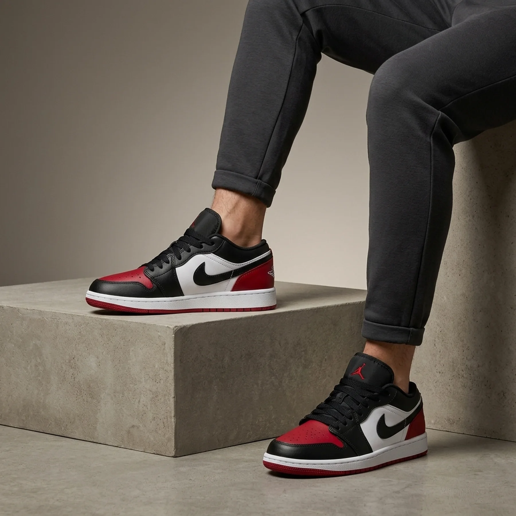 Кросівки чоловічі Air Jordan 1 Low GS 'Bred Toe 2.0'