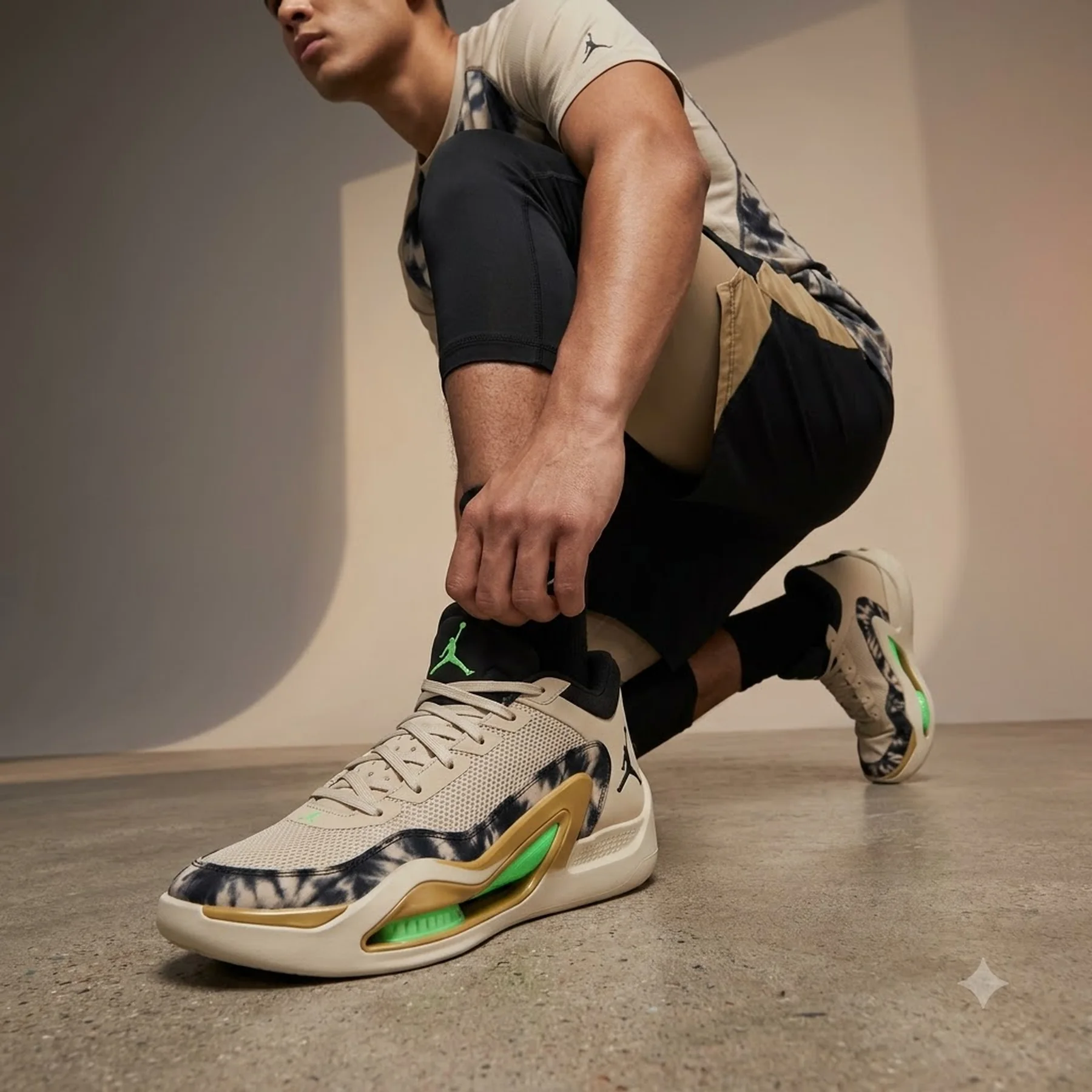 Кросівки чоловічі Jordan Tatum 1, Fossil/Black-Sesame-Electric Green (DZ3320-200)