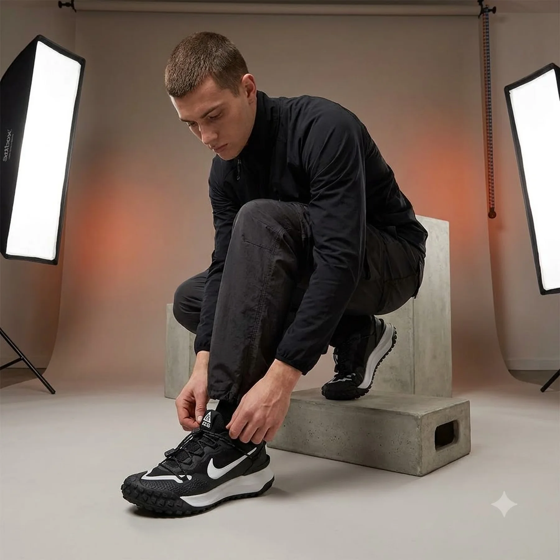 Кросівки чоловічі Nike Comme Des Garçons Homme Plus X Acg Mountain Fly 2 Low Black/White (FZ3311-101)