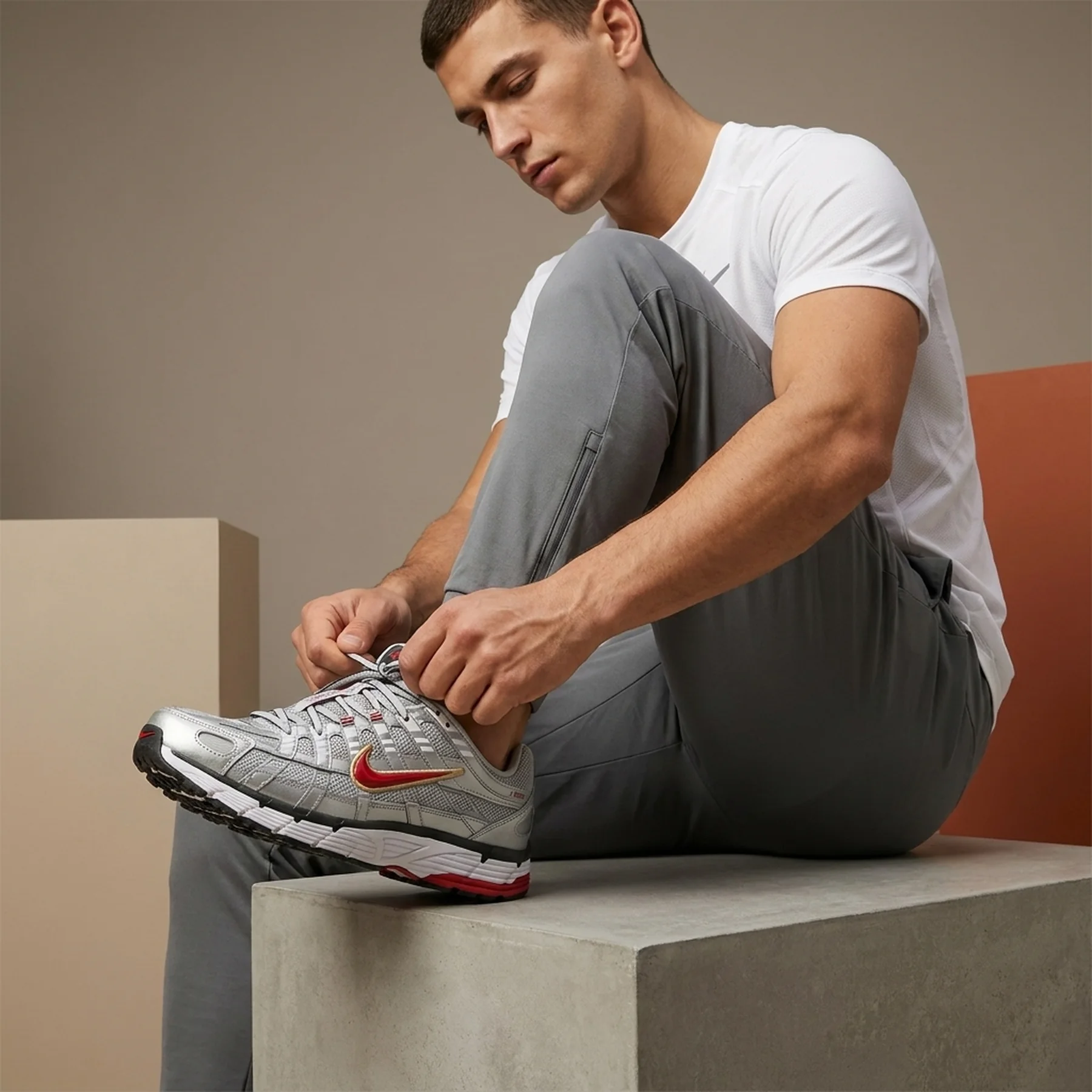 Кросівки чоловічі Nike P-6000 Flat Silver/Red (CD6404-001)