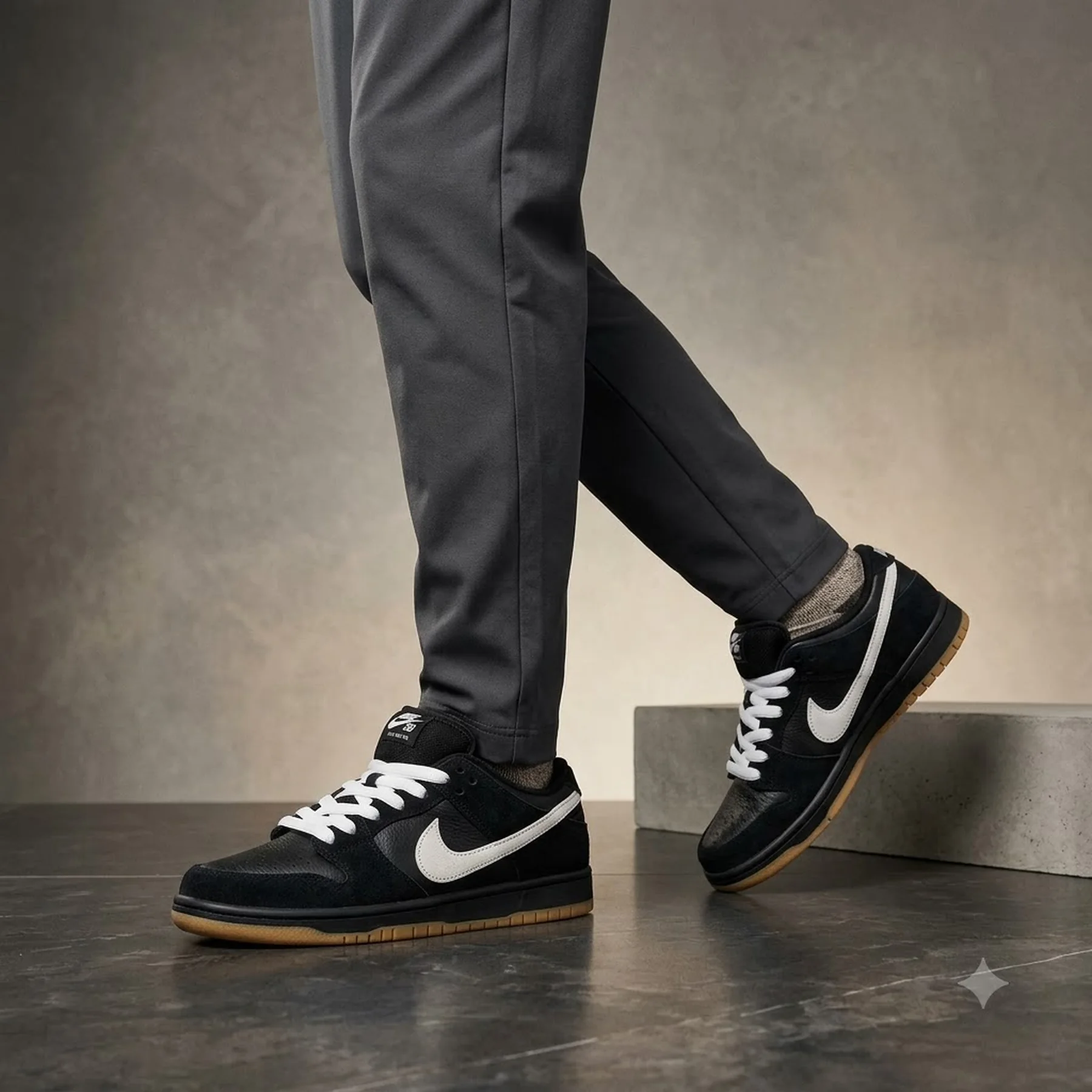 Кросівки чоловічі Nike Sb Dunk Low Pro Black Suede White (HF3704-003)