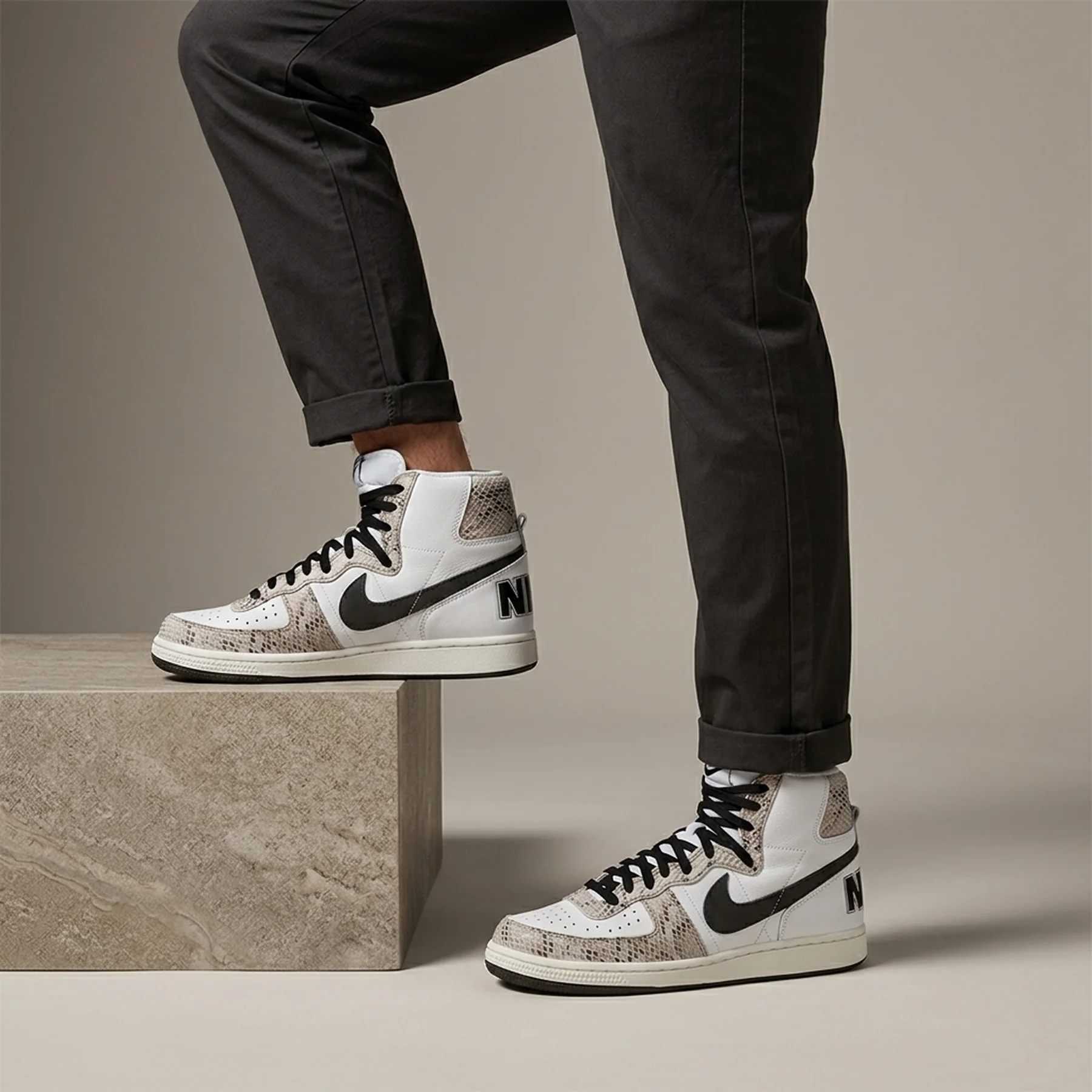 Кросівки чоловічі Nike Terminator High Og Cocoa Snake White (FB1318-100)