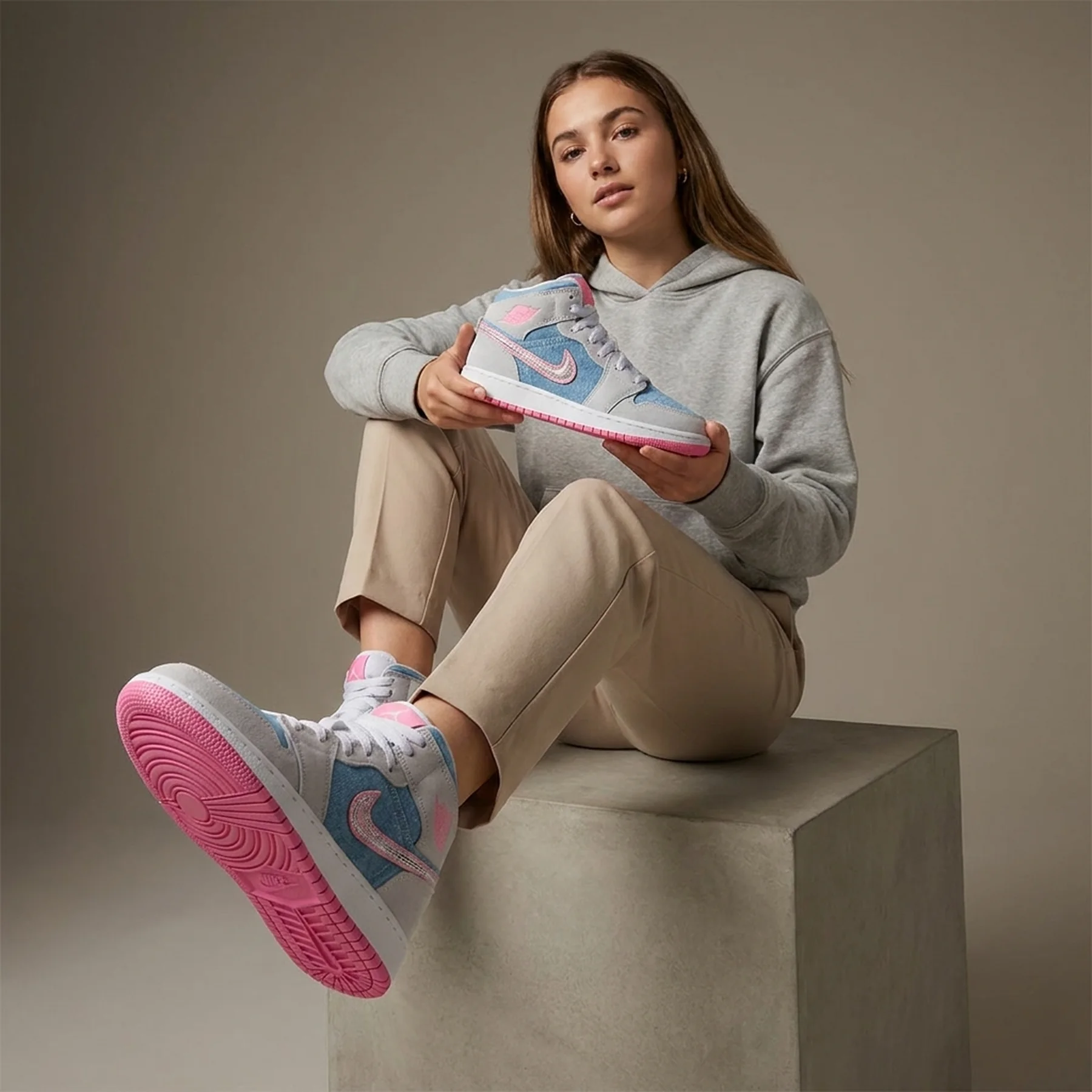 Кросівки дитячі Jordan 1 Mid Se (Gs) Grey/Blue (HQ1999-400)