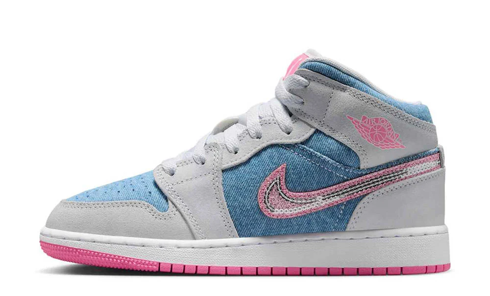 Кросівки дитячі Jordan 1 Mid Se (Gs) Grey/Blue (HQ1999-400)
