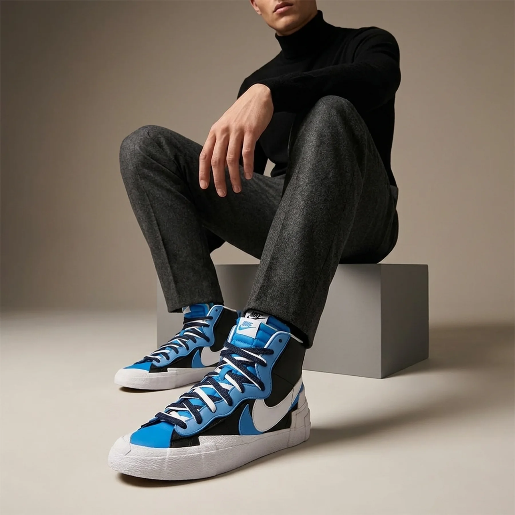Кросівки Nike blazer mid sacai black blue