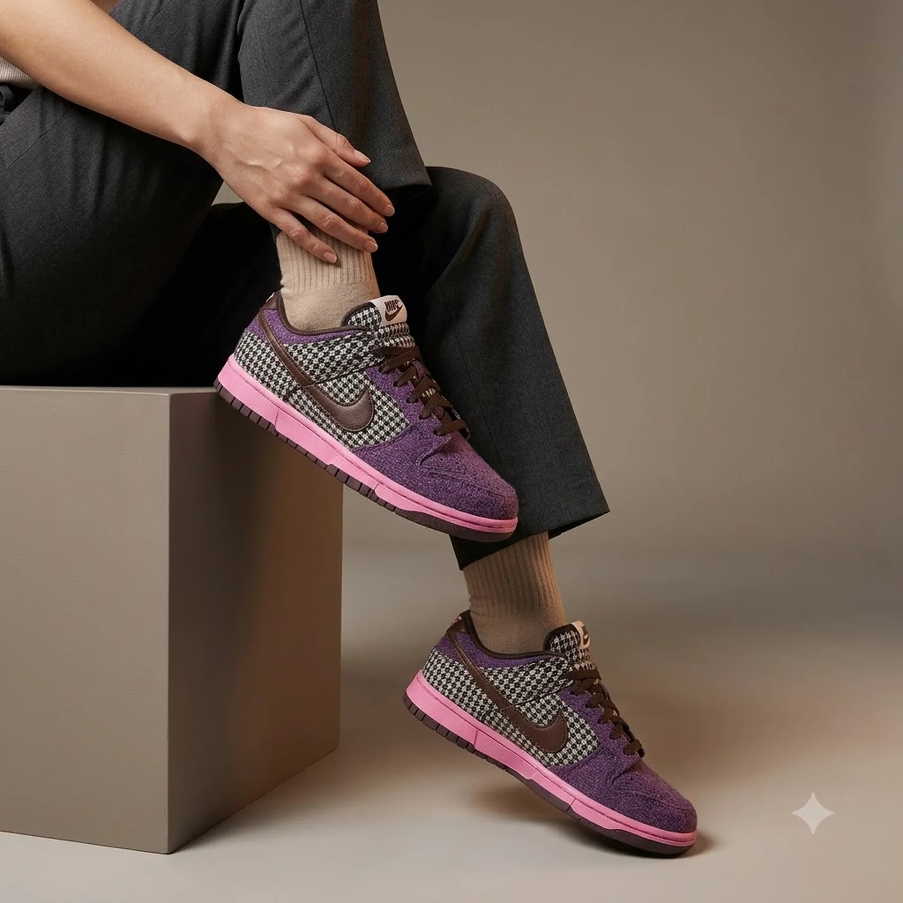 Кросівки Nike Harris Tweed x Wmns Dunk Low 'Purple Pink'