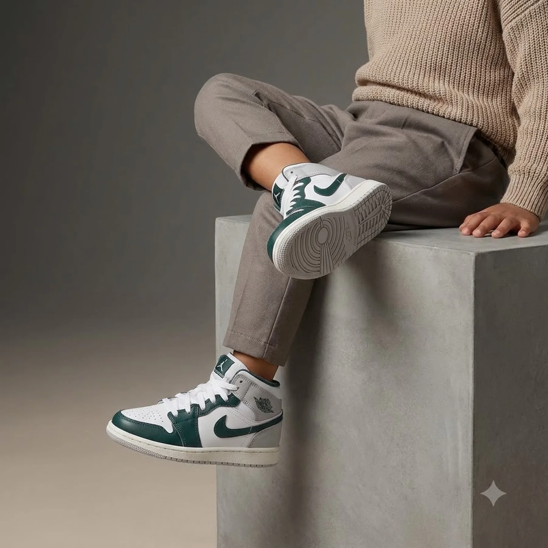Кросівки дитячі Jordan 1 Mid Se White/Grey (FQ8088-103)