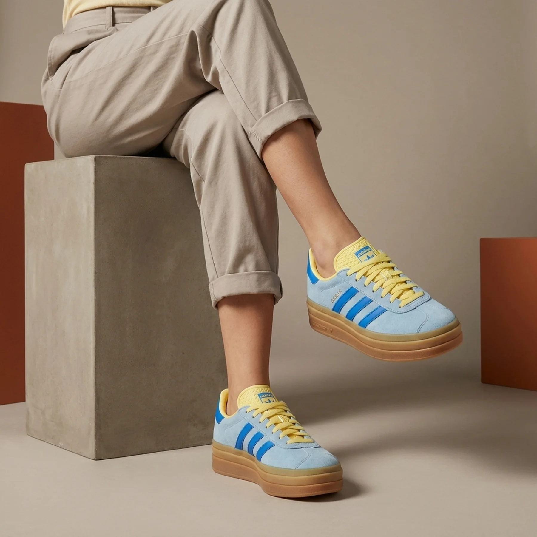 Кросівки жіночі Adidas Gazelle Bold Almost Blue Yellow (IE0430)