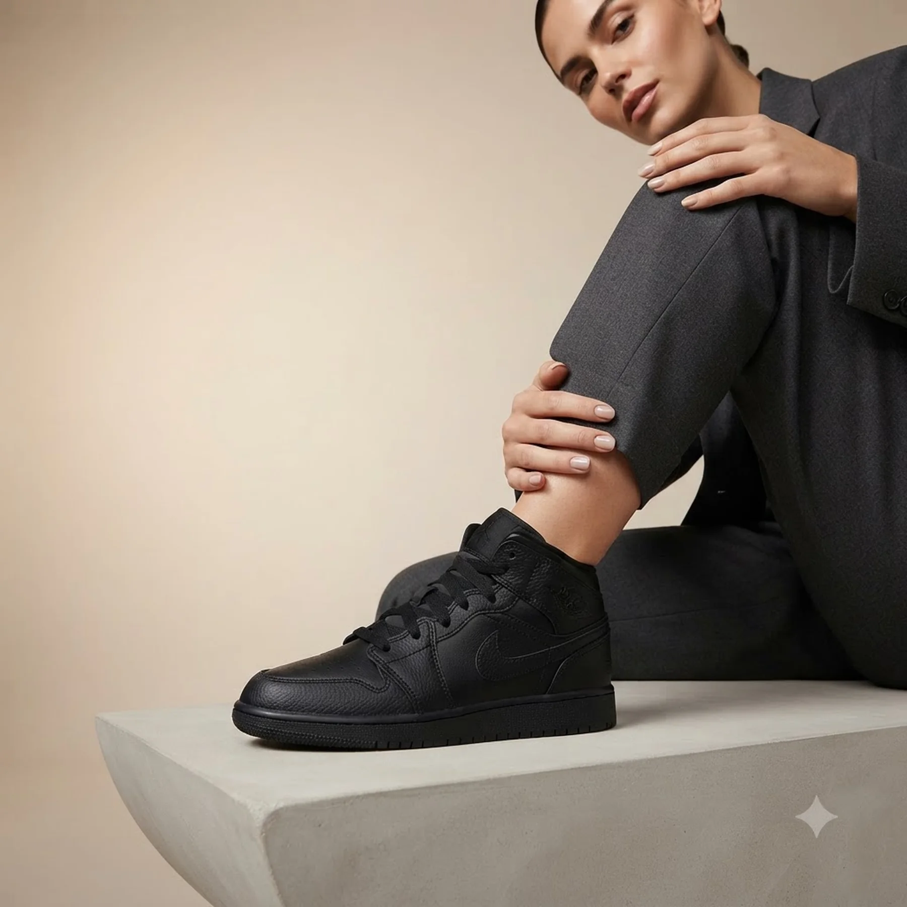 Кросівки жіночі Jordan 1 Mid (Gs) Black (554725-091)