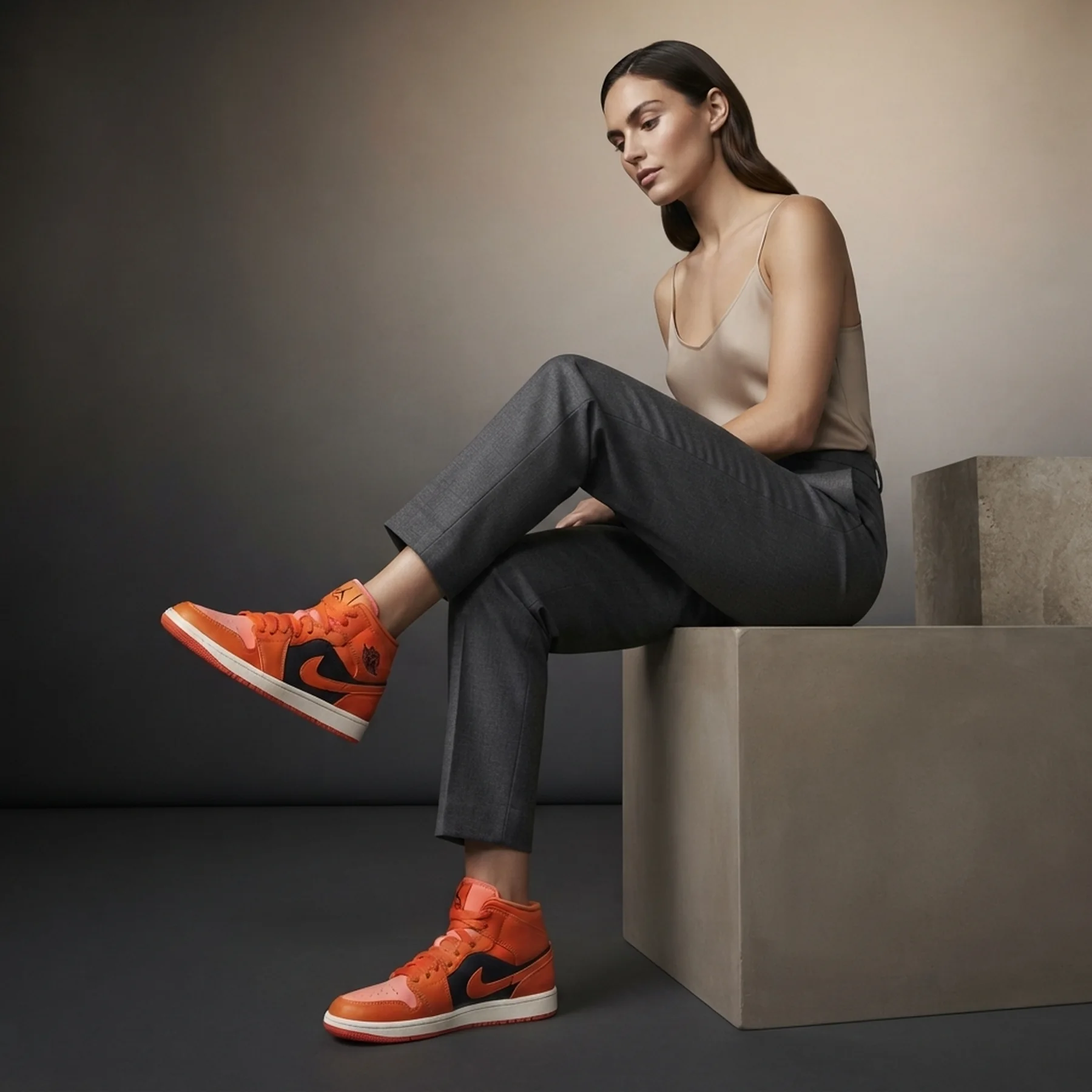 Кросівки жіночі Jordan 1 Mid Orange Black (DM3381-600)