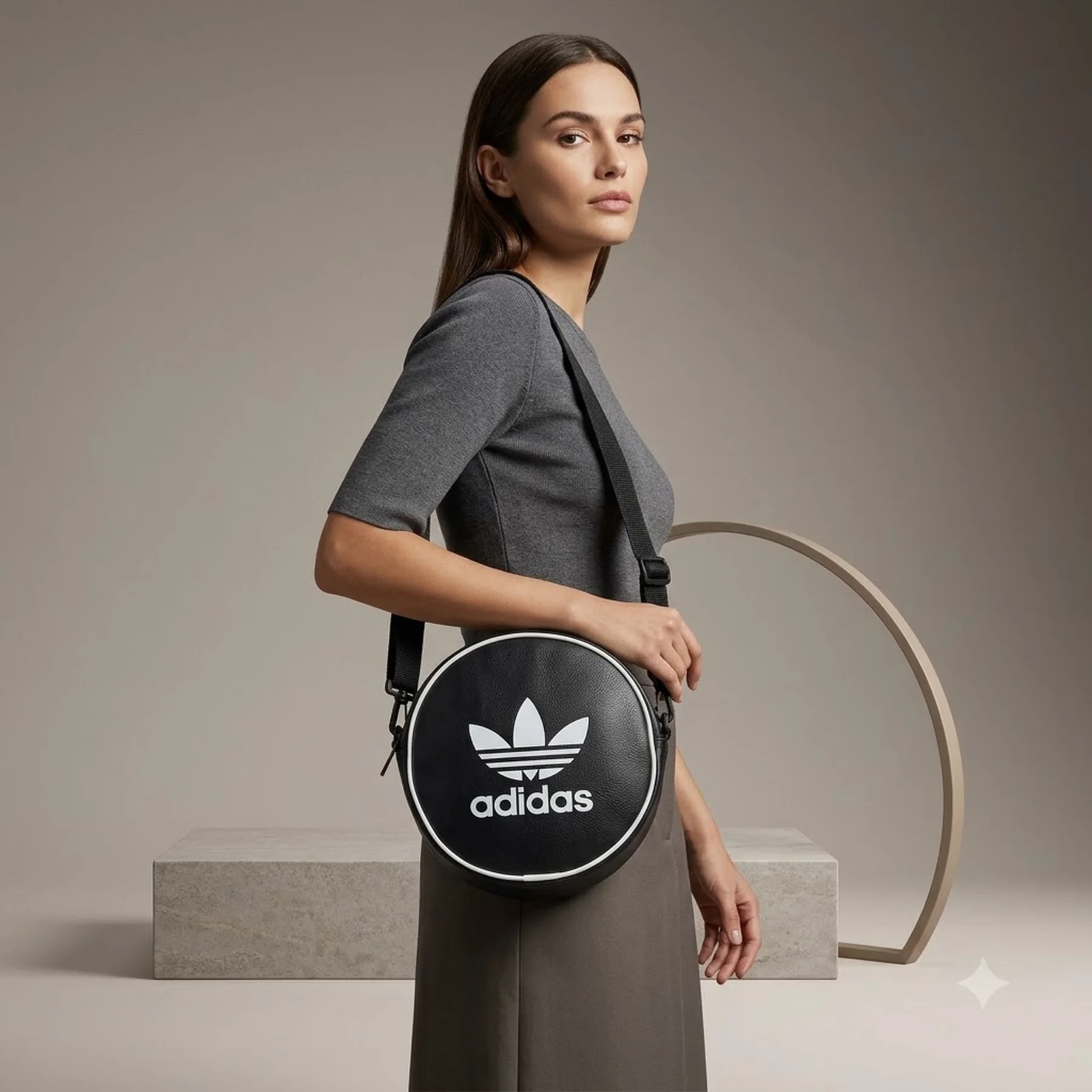 Кругла сумка Adidas через плече 1159831653 (Чорний One size)