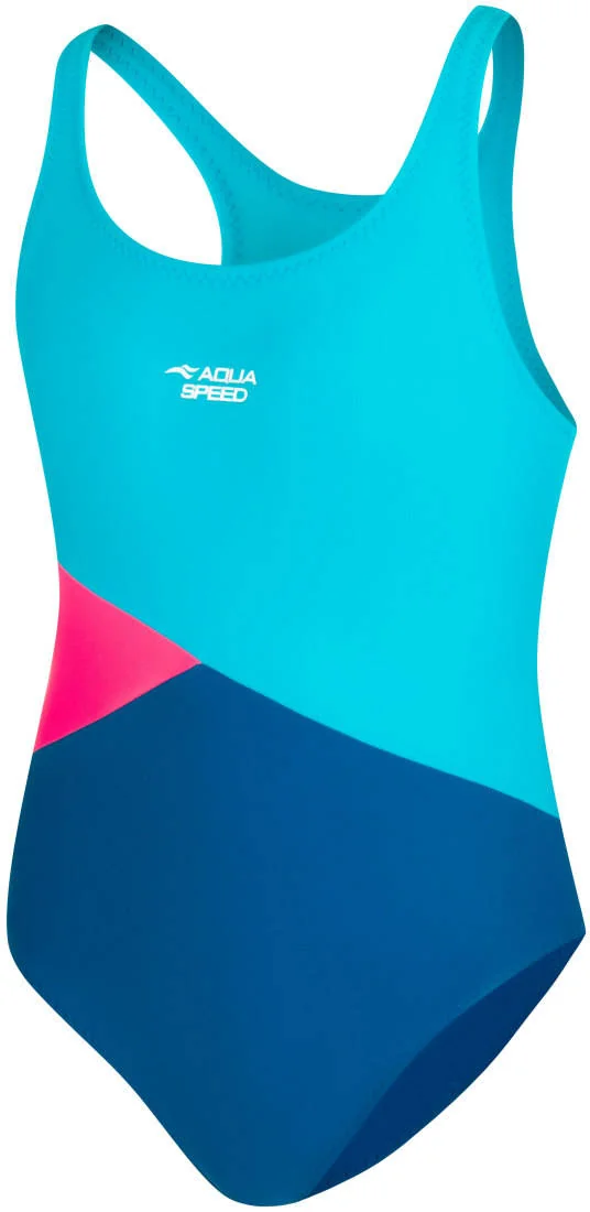 Купальник для дівчат Aqua Speed POLA 9847 темно-синій, блакитний, рожевий Діт 116см