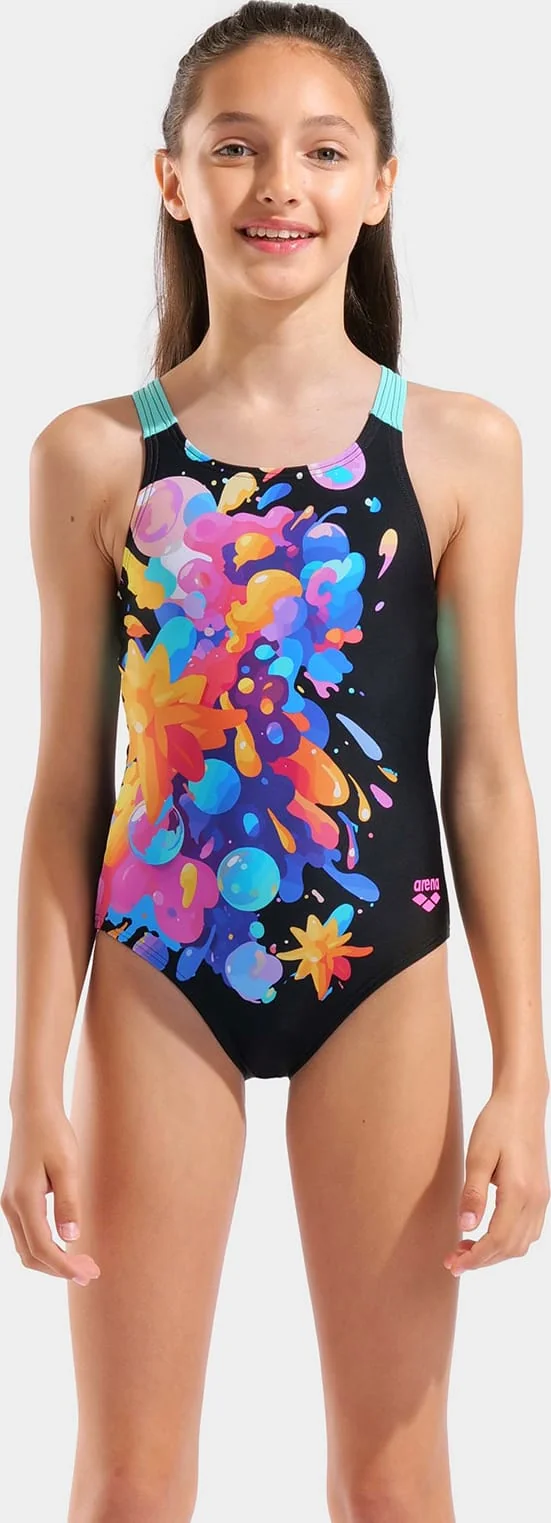 Купальник для дівчаток Arena PAINTING SWIMSUIT V BACK чорний 152 см (010744-580)