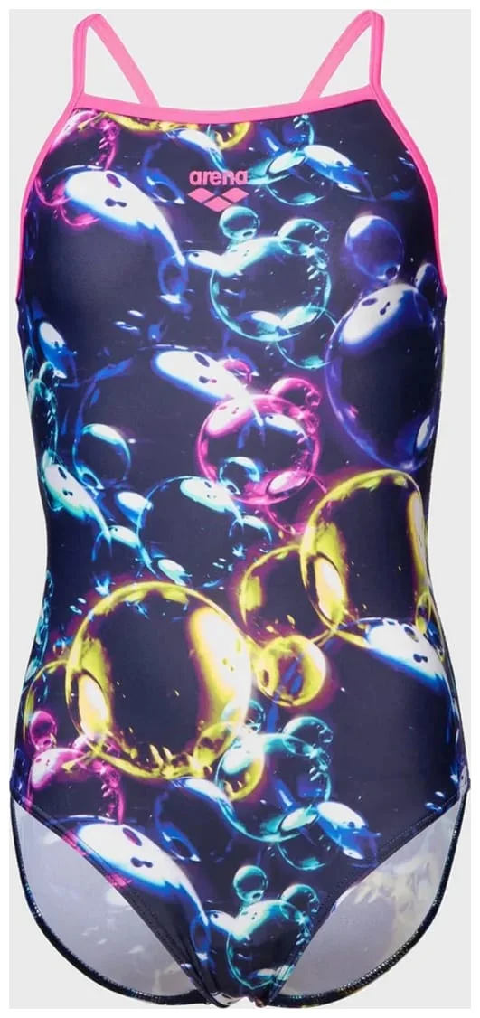 Купальник закритий для дівчат Arena SOAP BUBBLES SWIMSUIT LIGHT DR темно-синій Діт 128 см