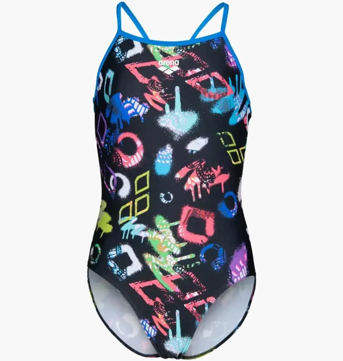 Купальник закритий для дівчат Arena GRAFFITI SWIMSUIT LIGHT DROP B чорний, мультиколор дитячий 140 см (010289-580)