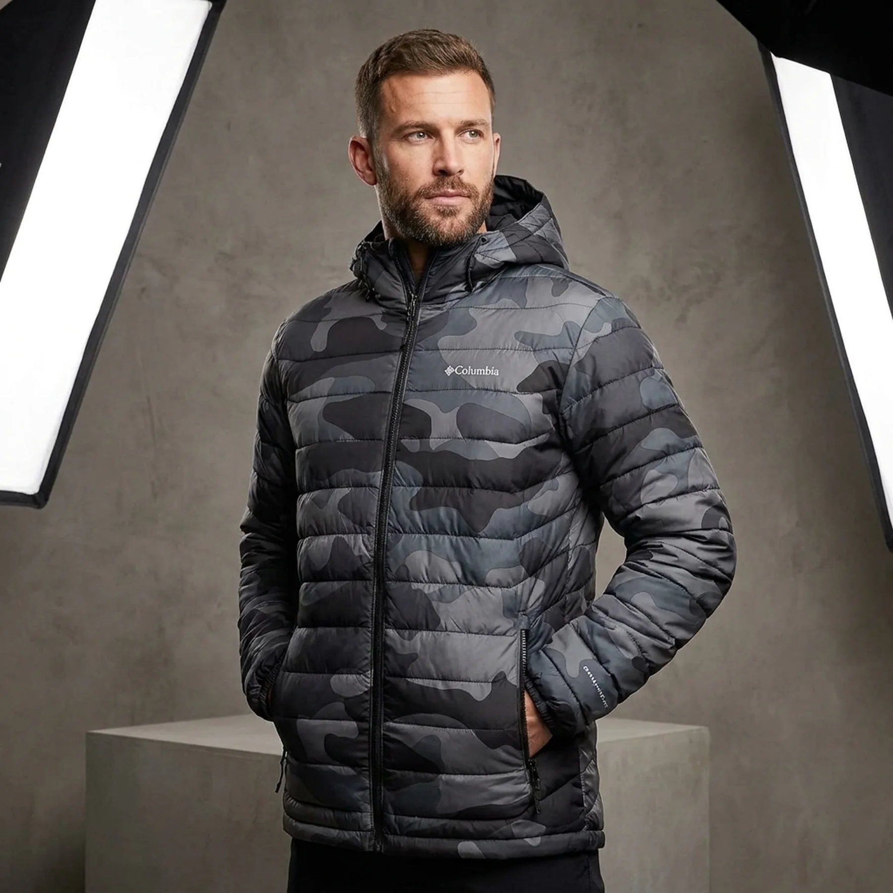 Куртка чоловіча Columbia Powder Lite Hooded Jacket Omni-Heat Grey (WO1151-009)