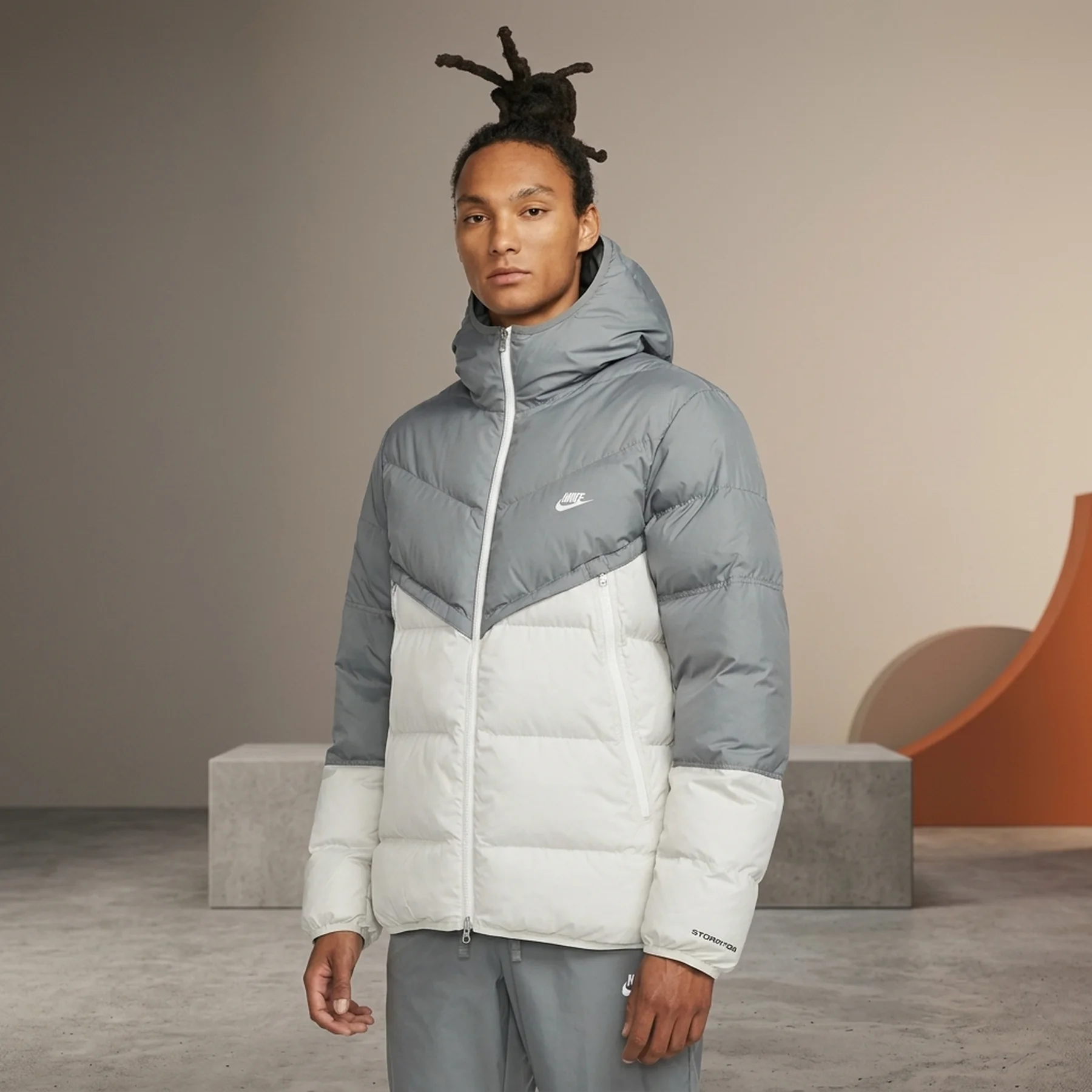Куртка чоловіча Nike M Nk Sf Wr Pl-Fld Hd Jkt Grey/White (DR9605-084)