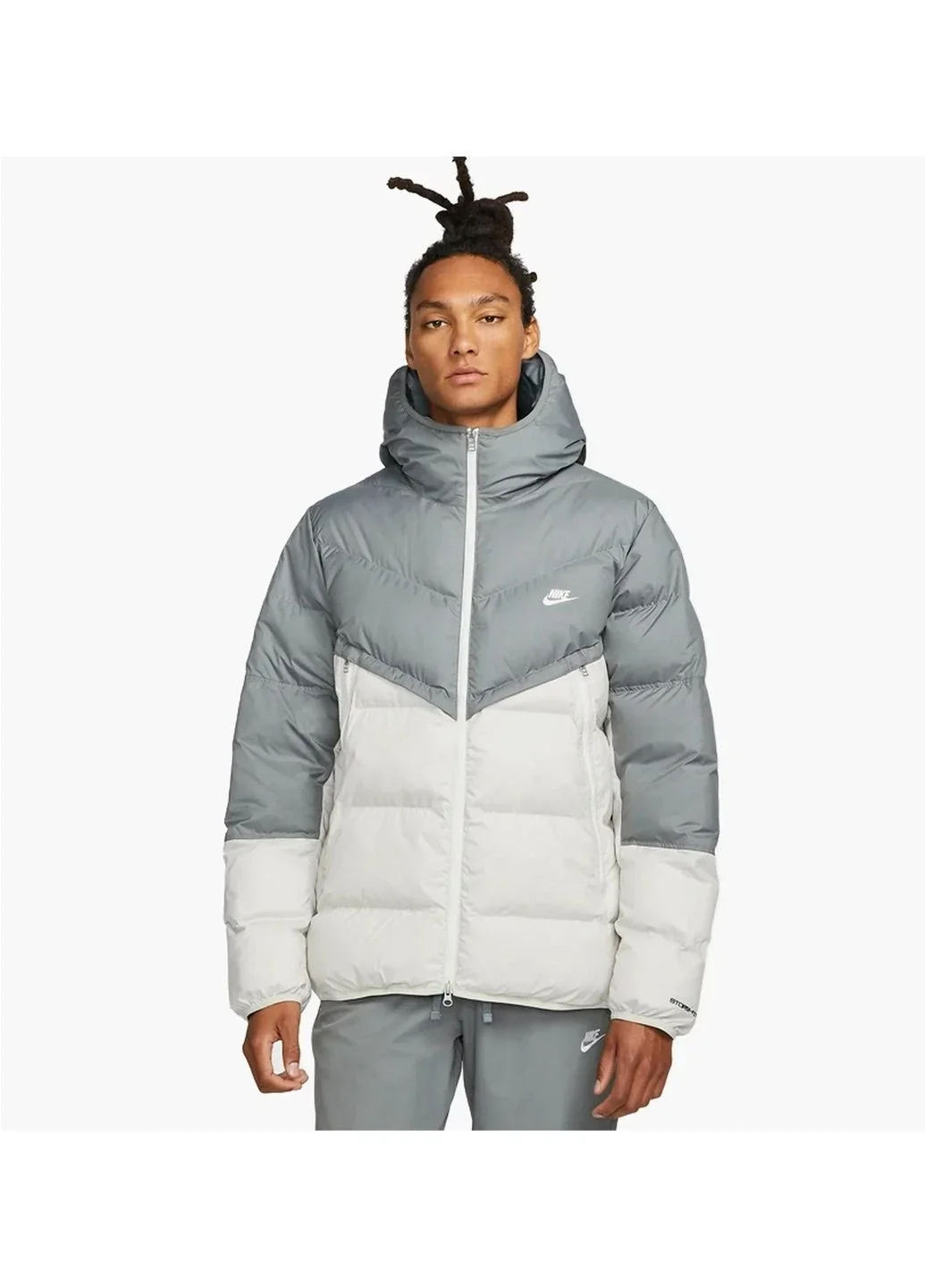 Куртка чоловіча Nike M Nk Sf Wr Pl-Fld Hd Jkt Grey/White (DR9605-084)