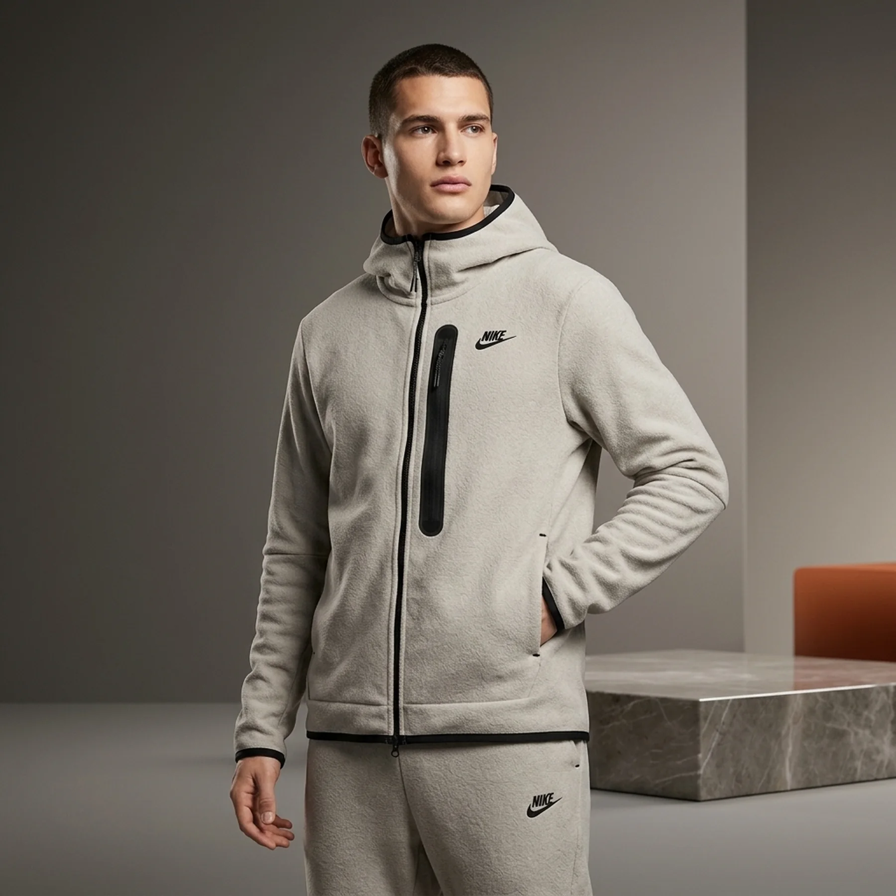 Куртка чоловіча Nike Sportswear Tech Fleece Men S Full-Zip Winterized Hoodie Beige (DQ4801-016)