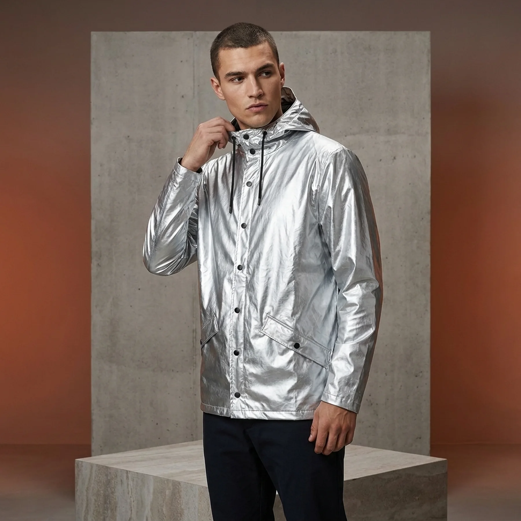 Куртка чоловіча Rains Jackets Metallic (1801-HOLOGRAPHICSTEEL)