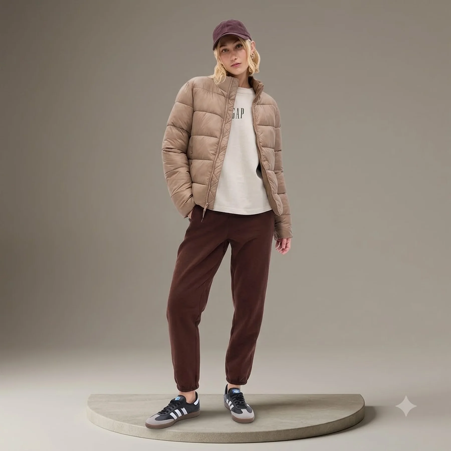 Куртка LIGHTWEIGHT LOGO PUFFER JACKET 724309-00 GAP M Бежевий