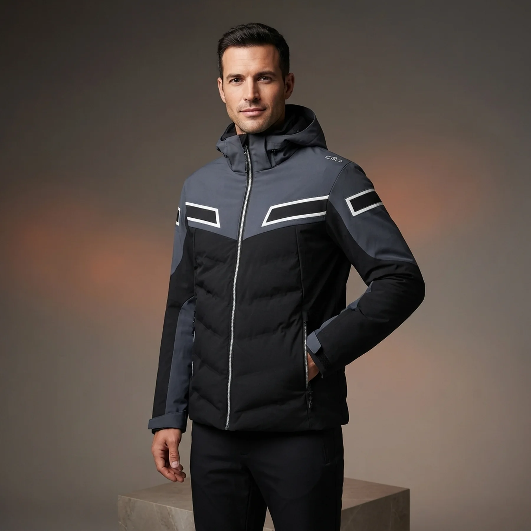 Куртка лижна MAN JACKET ZIP HOOD 32W0137-U901 CMP 48 Чорний