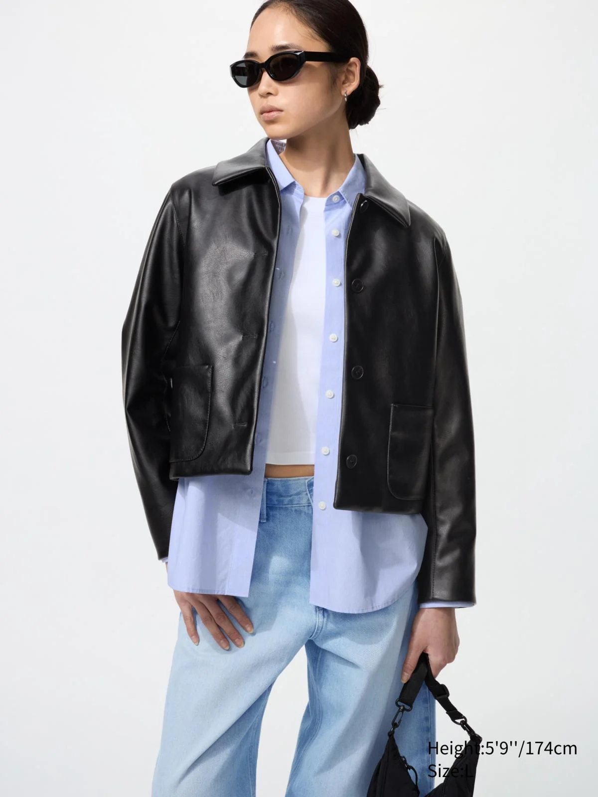 Куртка з екошкіри UNIQLO на гудзиках 1159851426