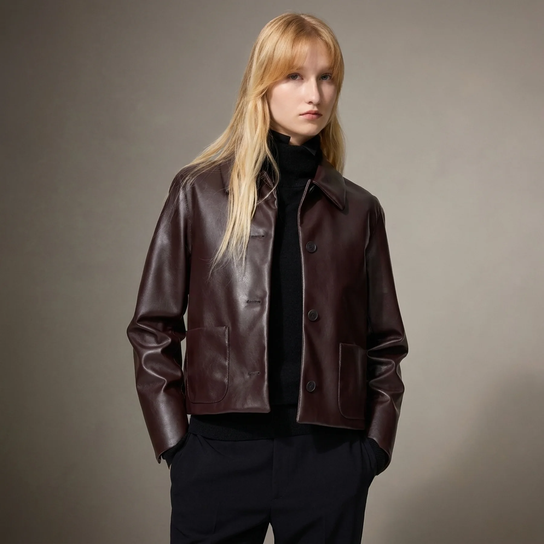 Куртка з екошкіри UNIQLO на гудзиках 1159854027