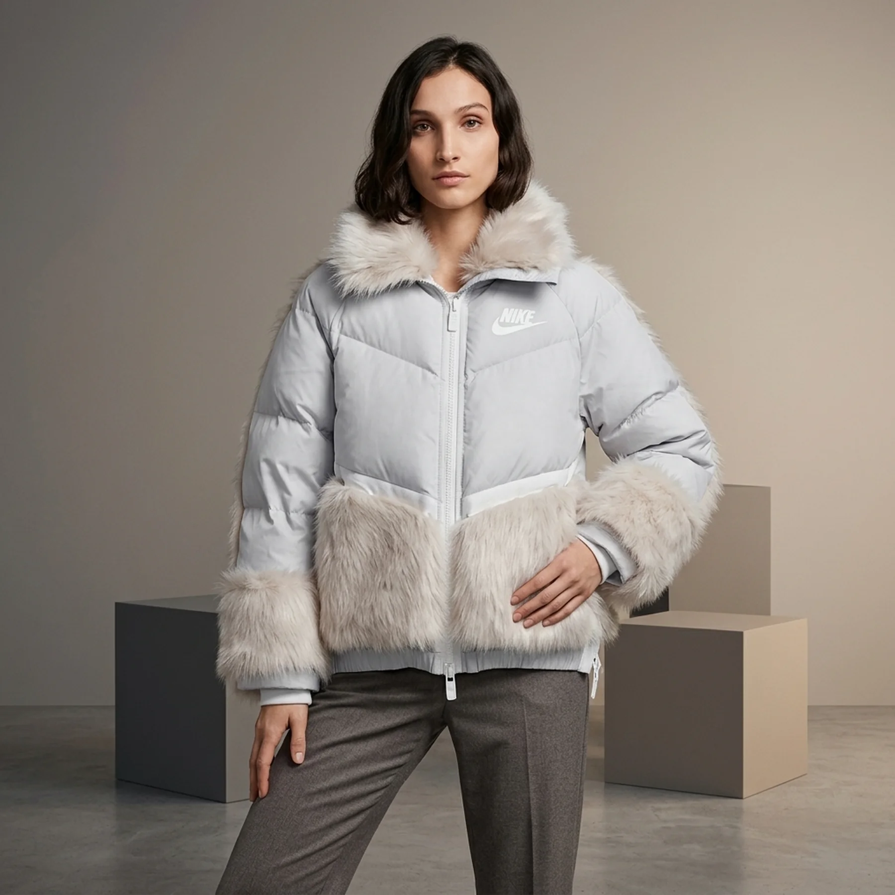 Куртка жіноча Nike Parka Down Fill Faux Fur Pure Platinum (CT3267-043)