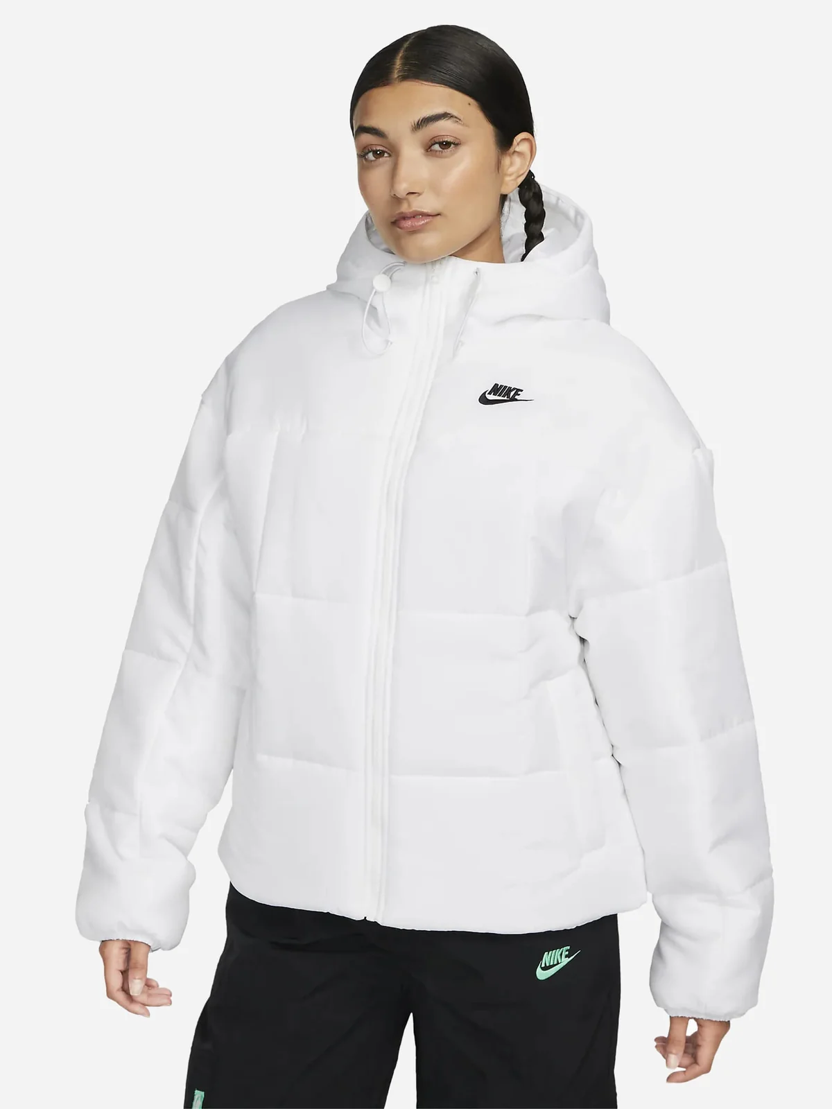 Куртка жіноча Nike Sportswear Classic Puffer Therma-Fit Loose Hooded Jacket (FB7672-100)