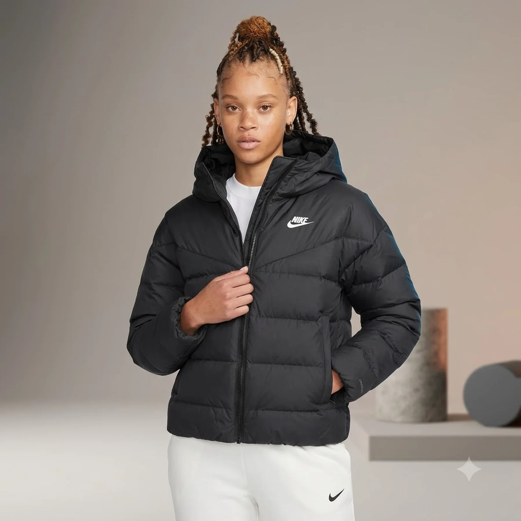 Куртка жіноча Nike Sportswear Storm-Fit Down Hooded Jacket (DQ5903-010)