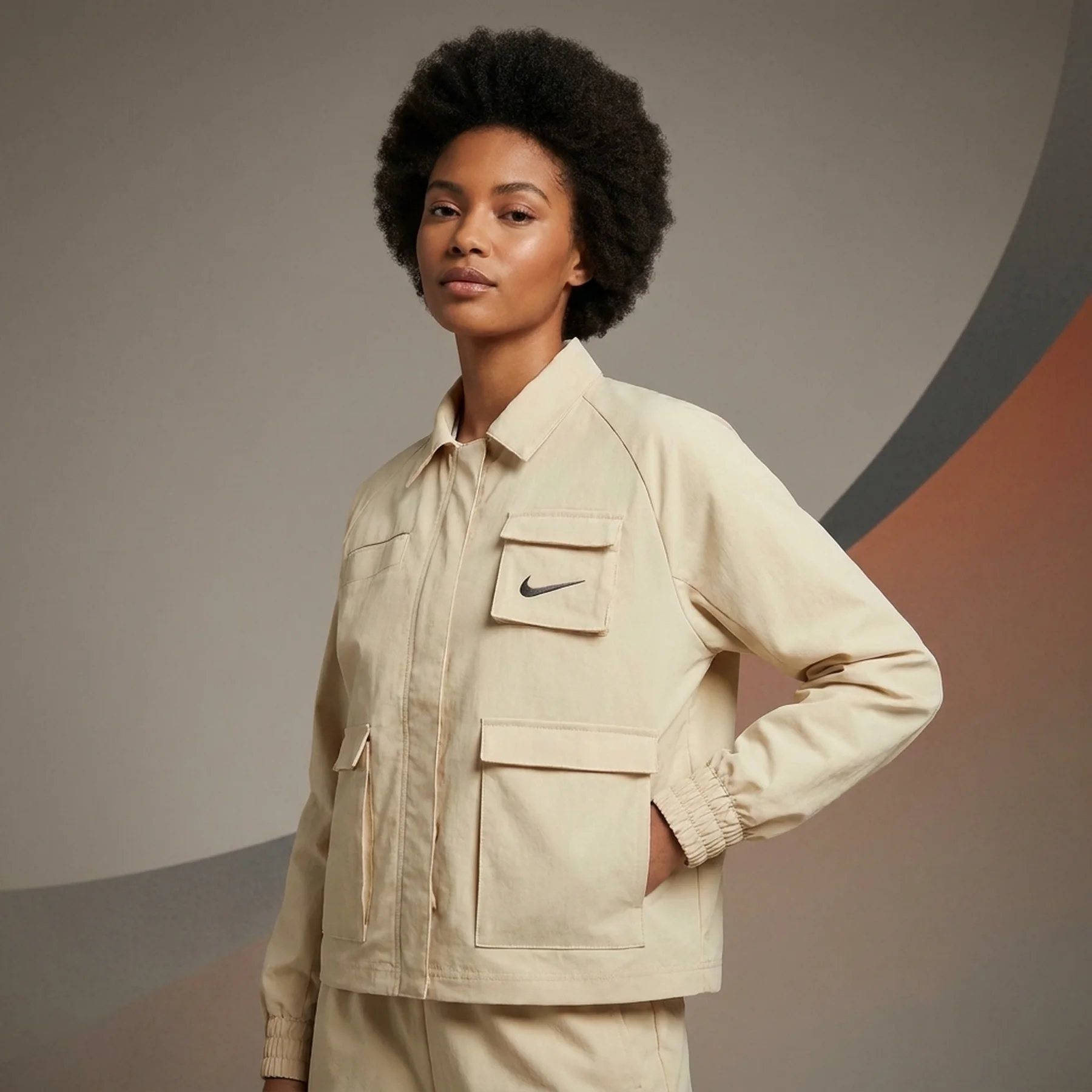 Куртка жіноча Nike Sportswear Swoosh Beige Fd1130-783 (FD1130-783)