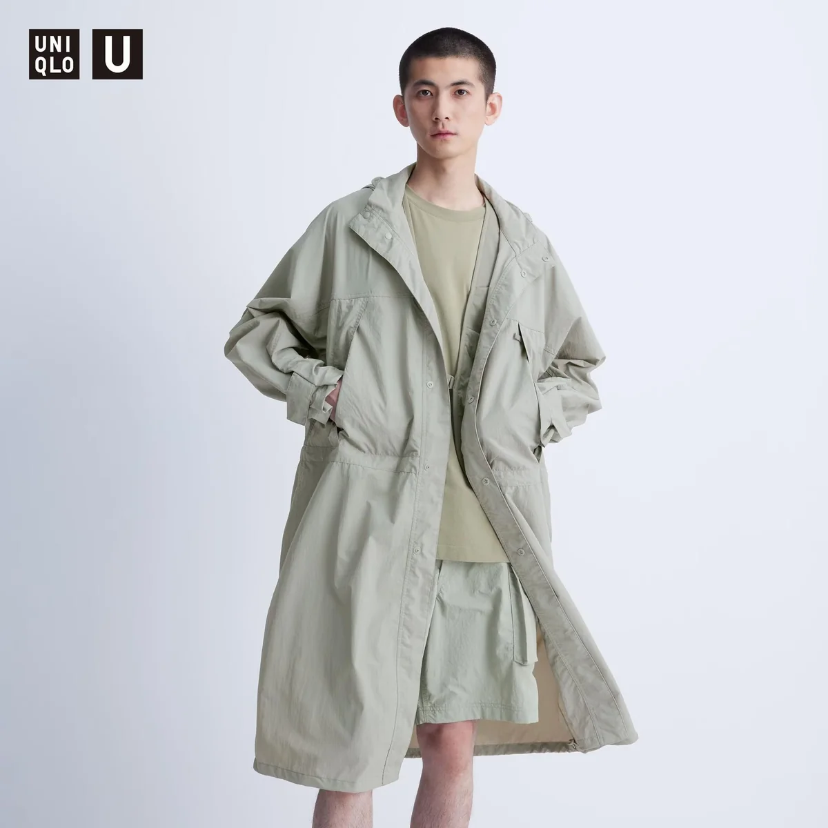 Легке довге пальто з прихованим капюшоном UNIQLO плащ  1159810862