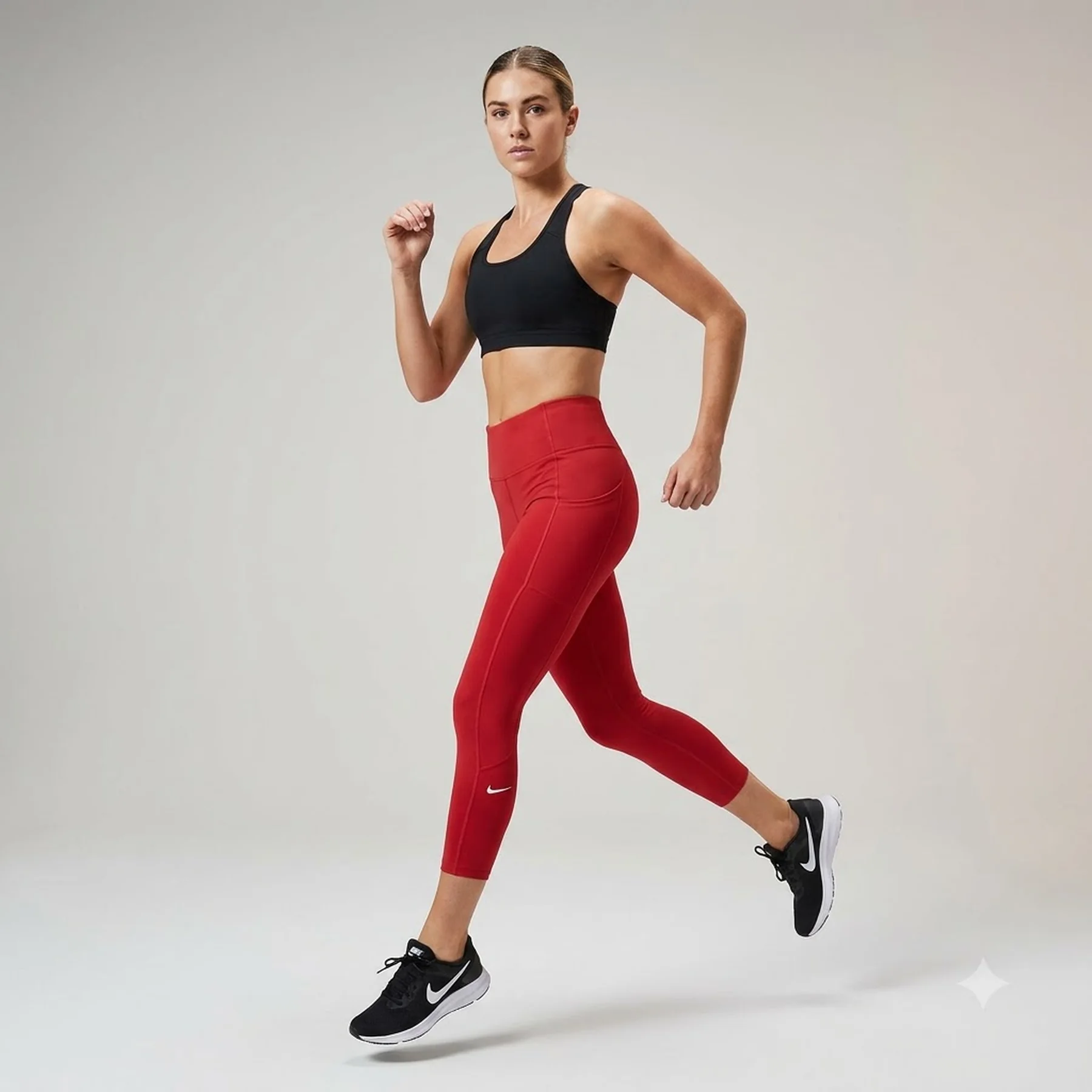 Лосіни жіночі Nike Womens Mid-Rise Crop Pocket Running Leggings Red Cn8043-615 (CN8043-615)