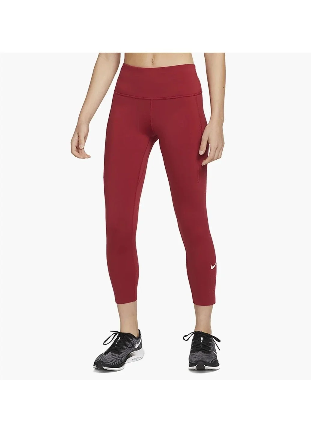 Лосіни жіночі Nike Womens Mid-Rise Crop Pocket Running Leggings Red Cn8043-615 (CN8043-615)